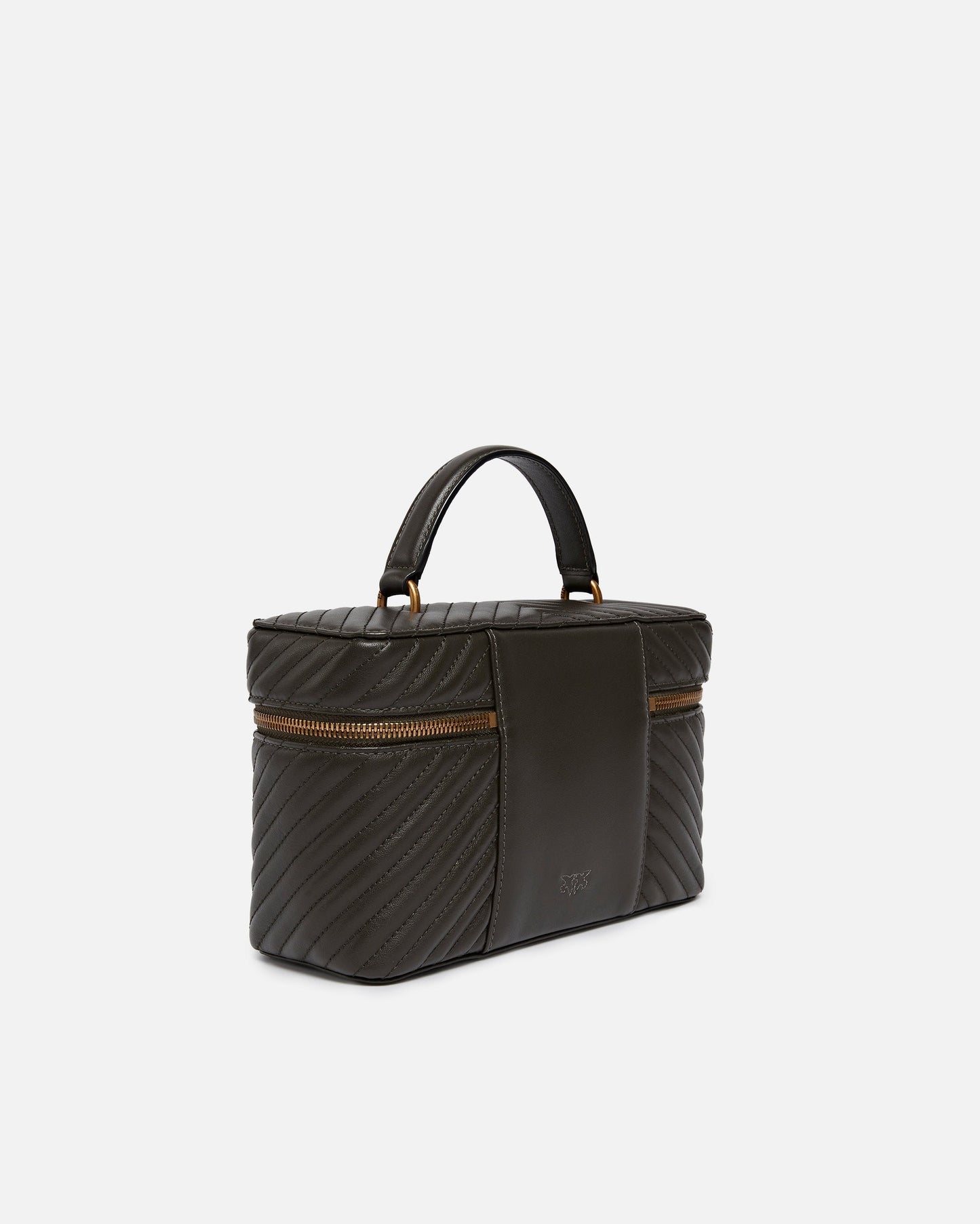 Medium beauty case with shoulder strap in chevron nappa