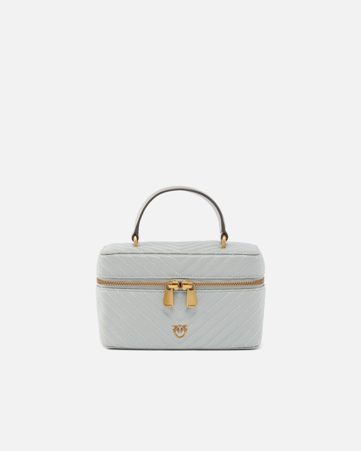 Small beauty case with shoulder strap in chevron nappa