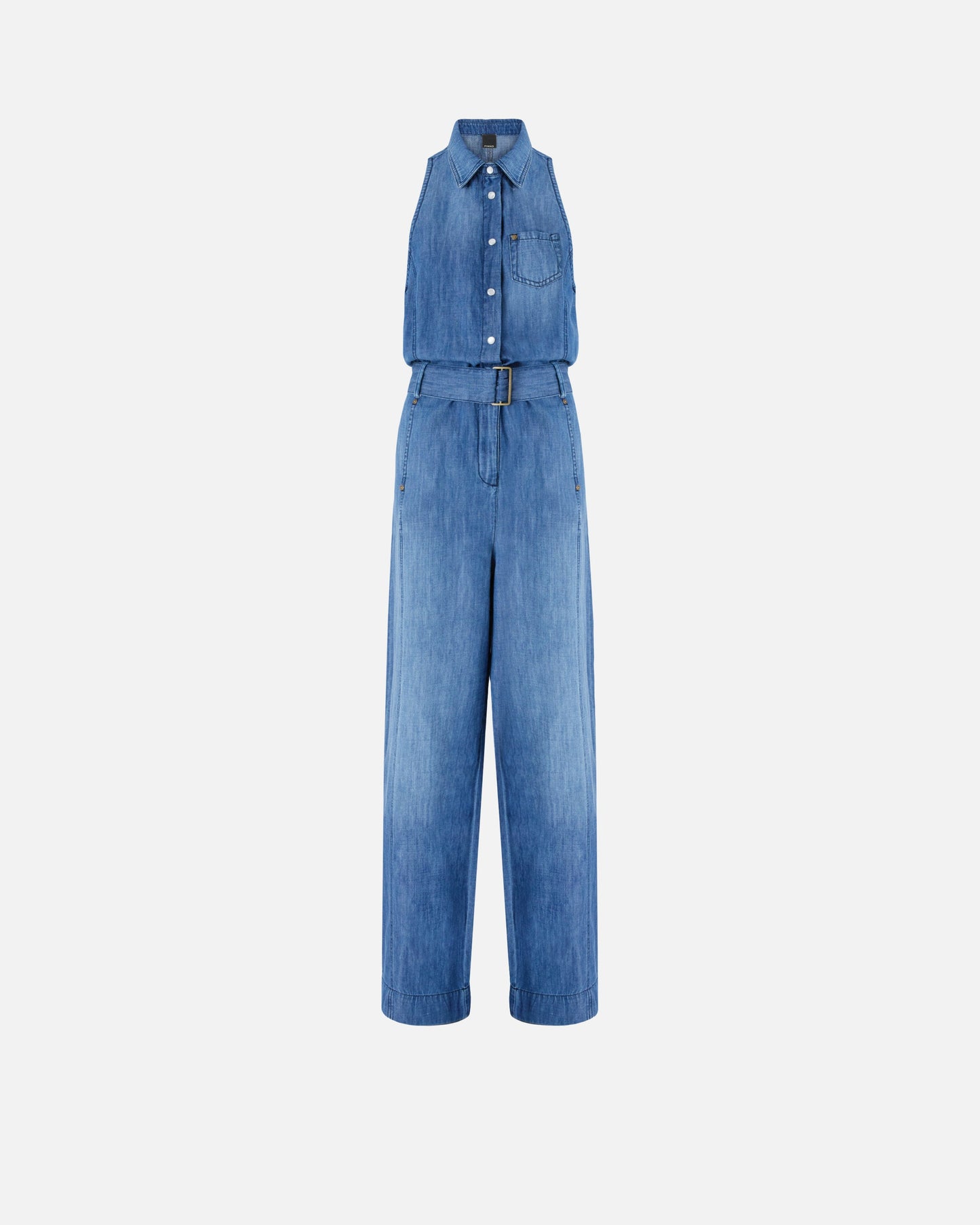 Denim jumpsuit with belt