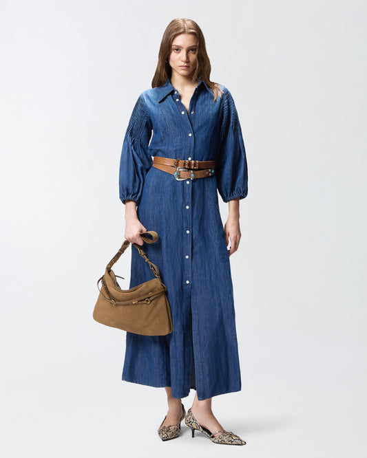 Long denim shirt dress