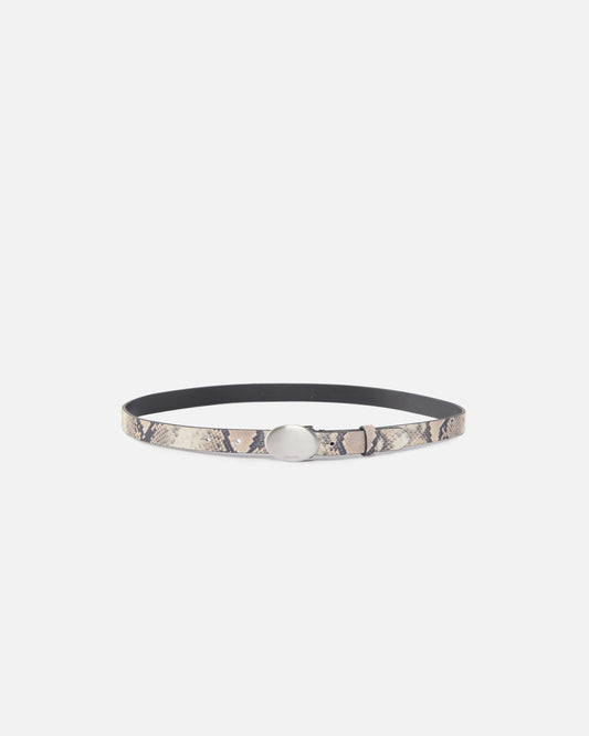 Python-print belt with oval buckle, 2 cm