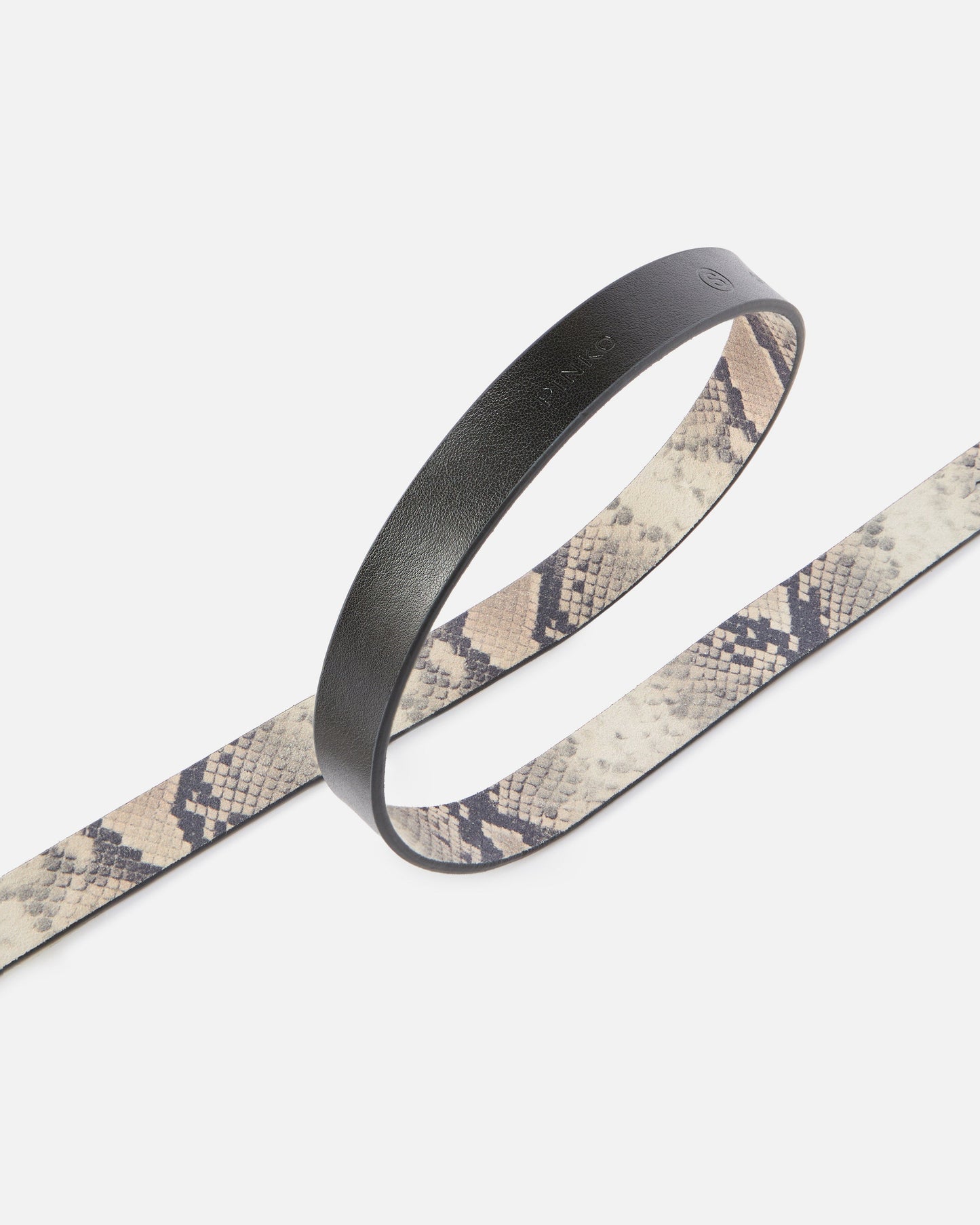 Python-print belt with oval buckle, 2 cm