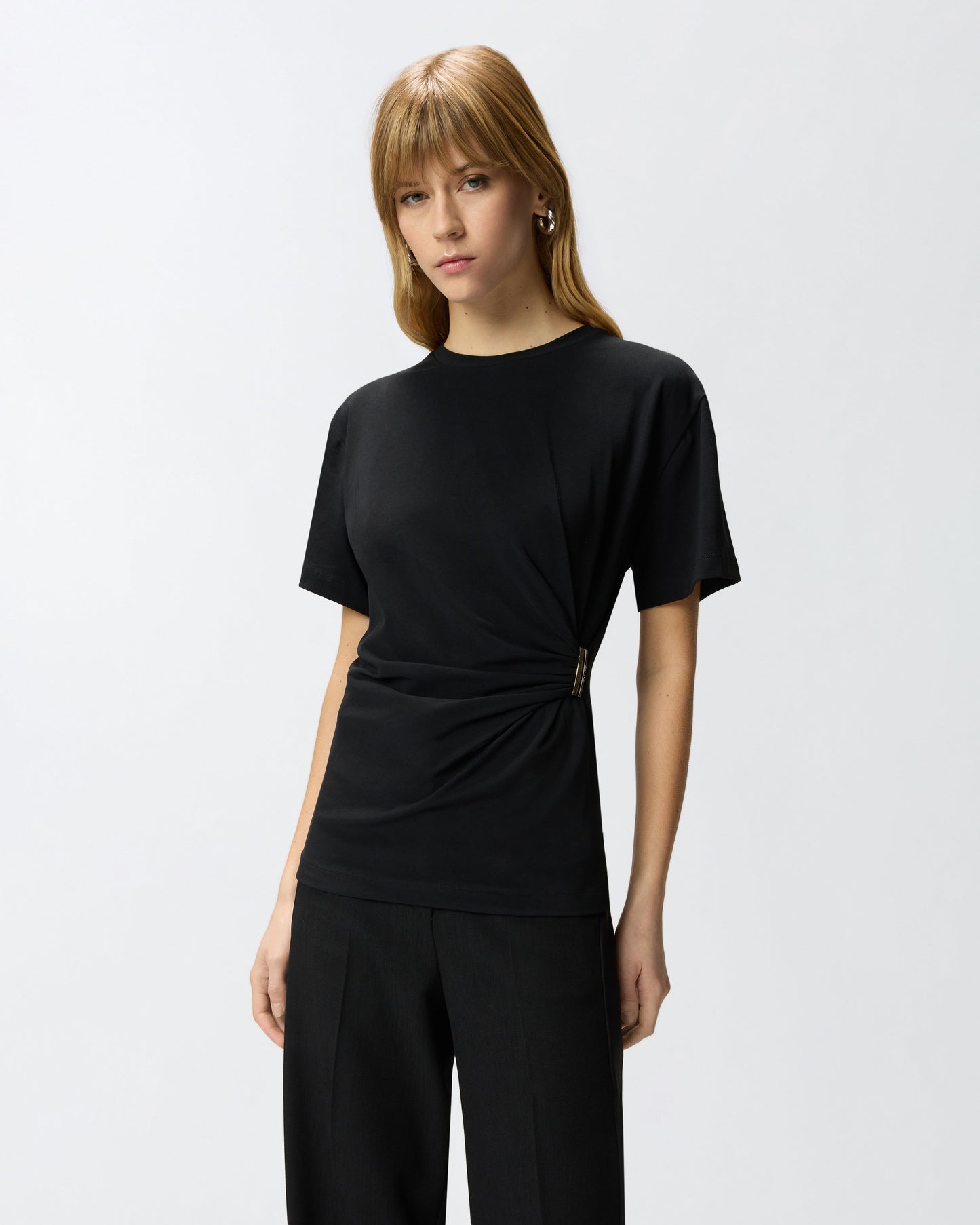 T-shirt with draping and gold detail