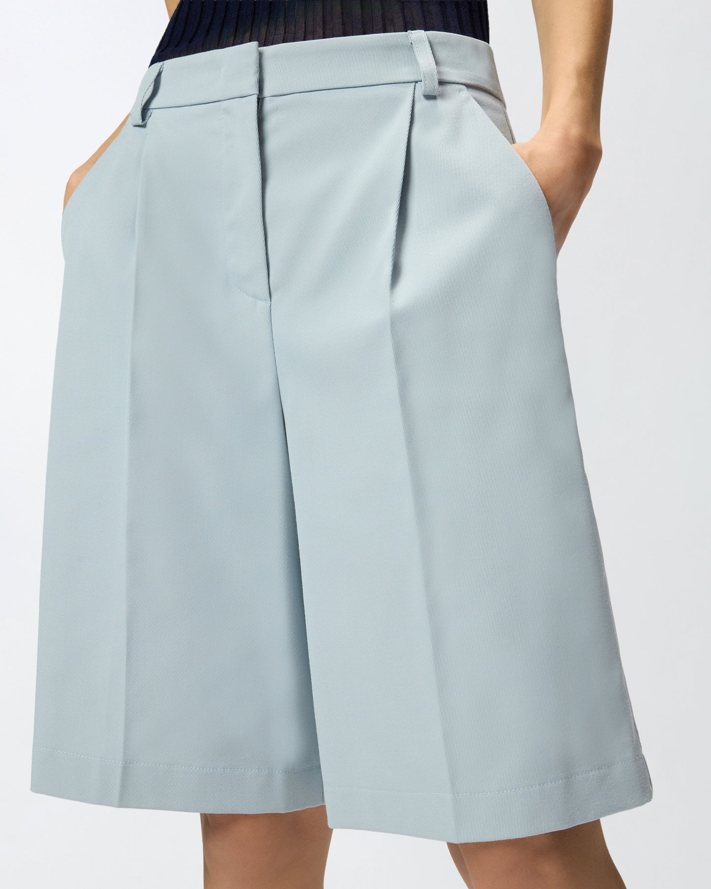 Bermuda shorts with pressed pleat detail