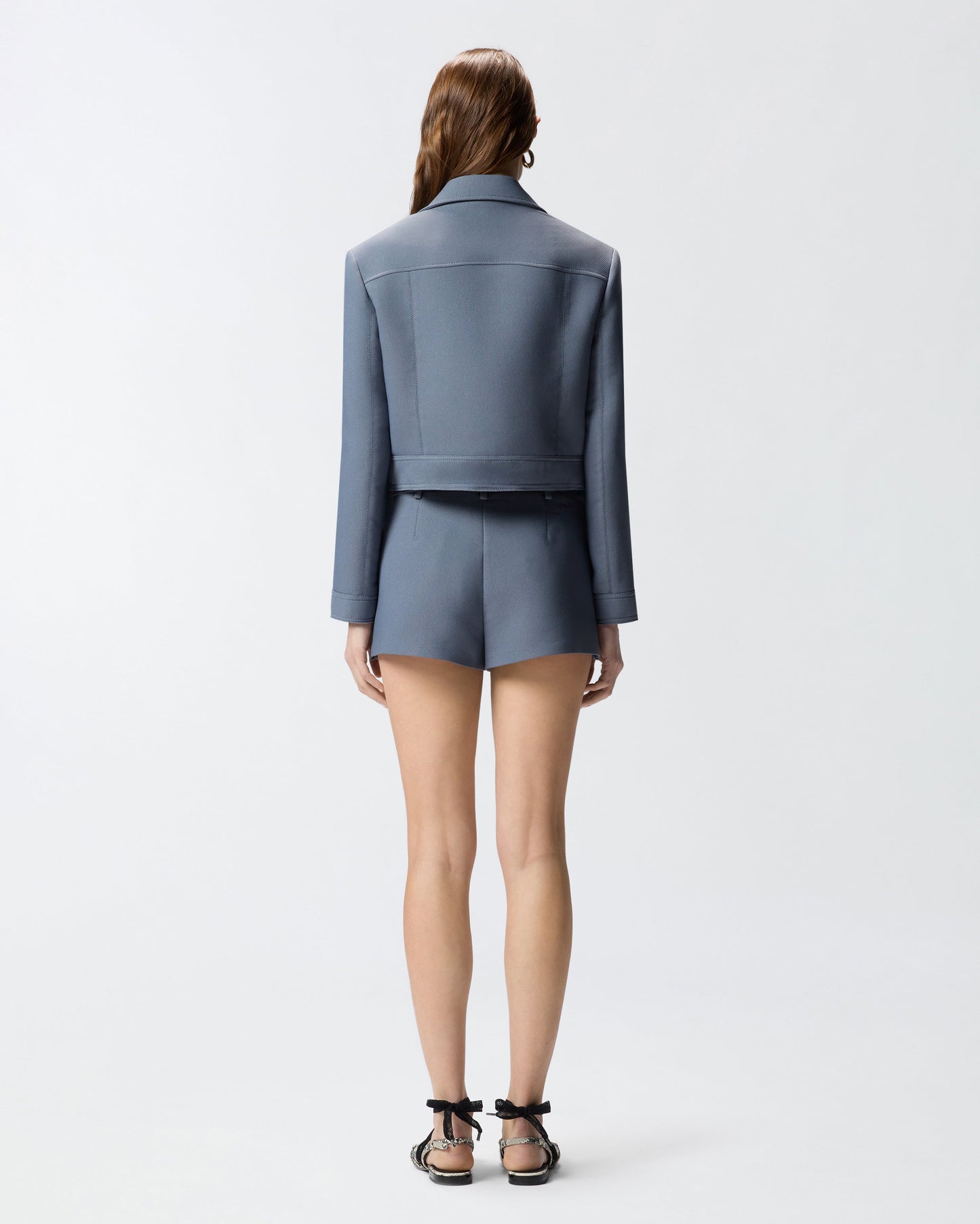 Cropped jacket with topstitching
