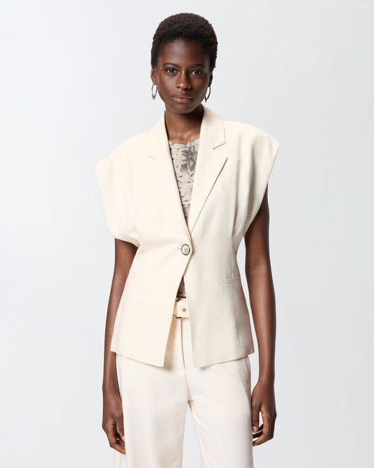 Sleeveless rustic-effect jacket