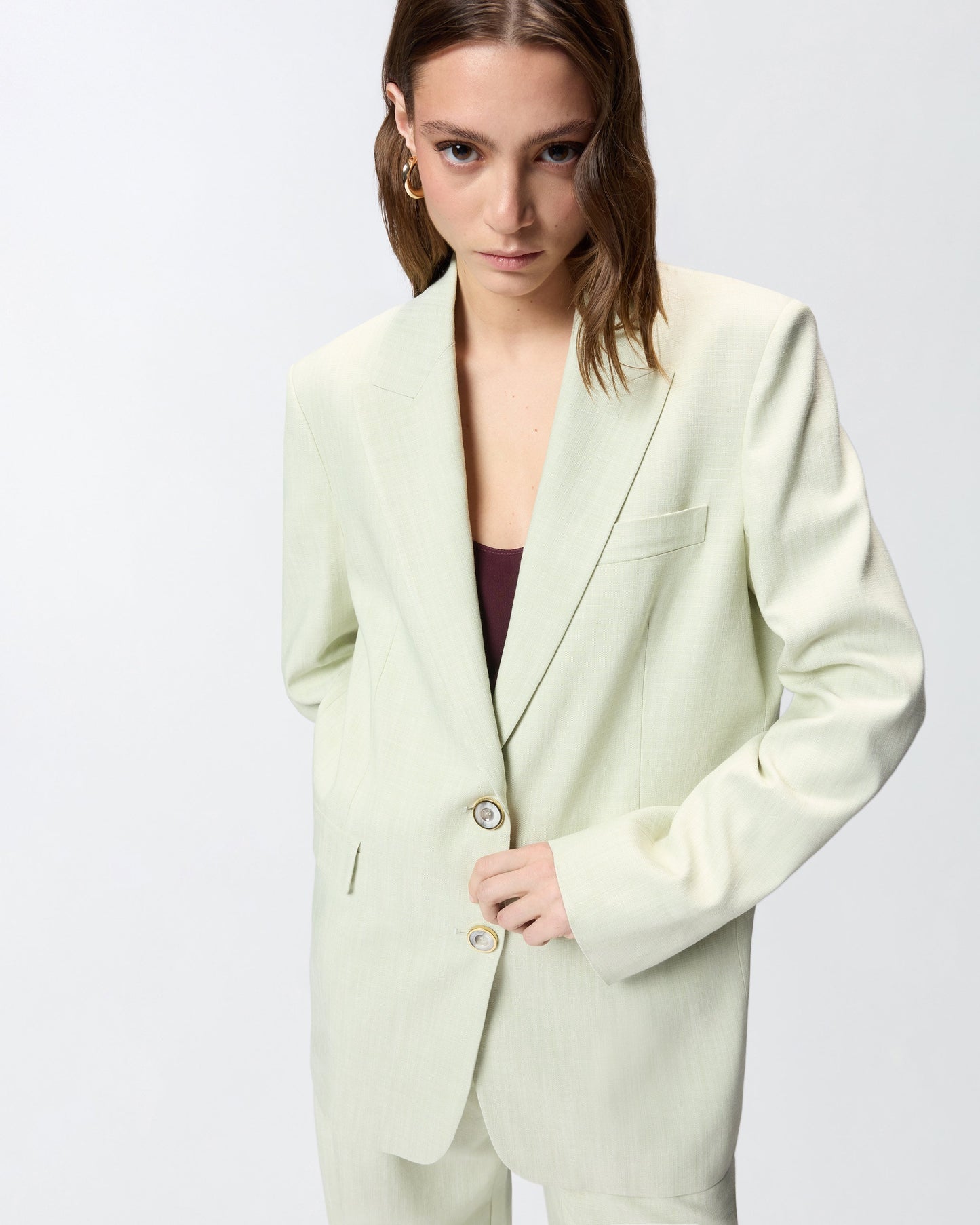 Single-breasted jacket with a rustic effect