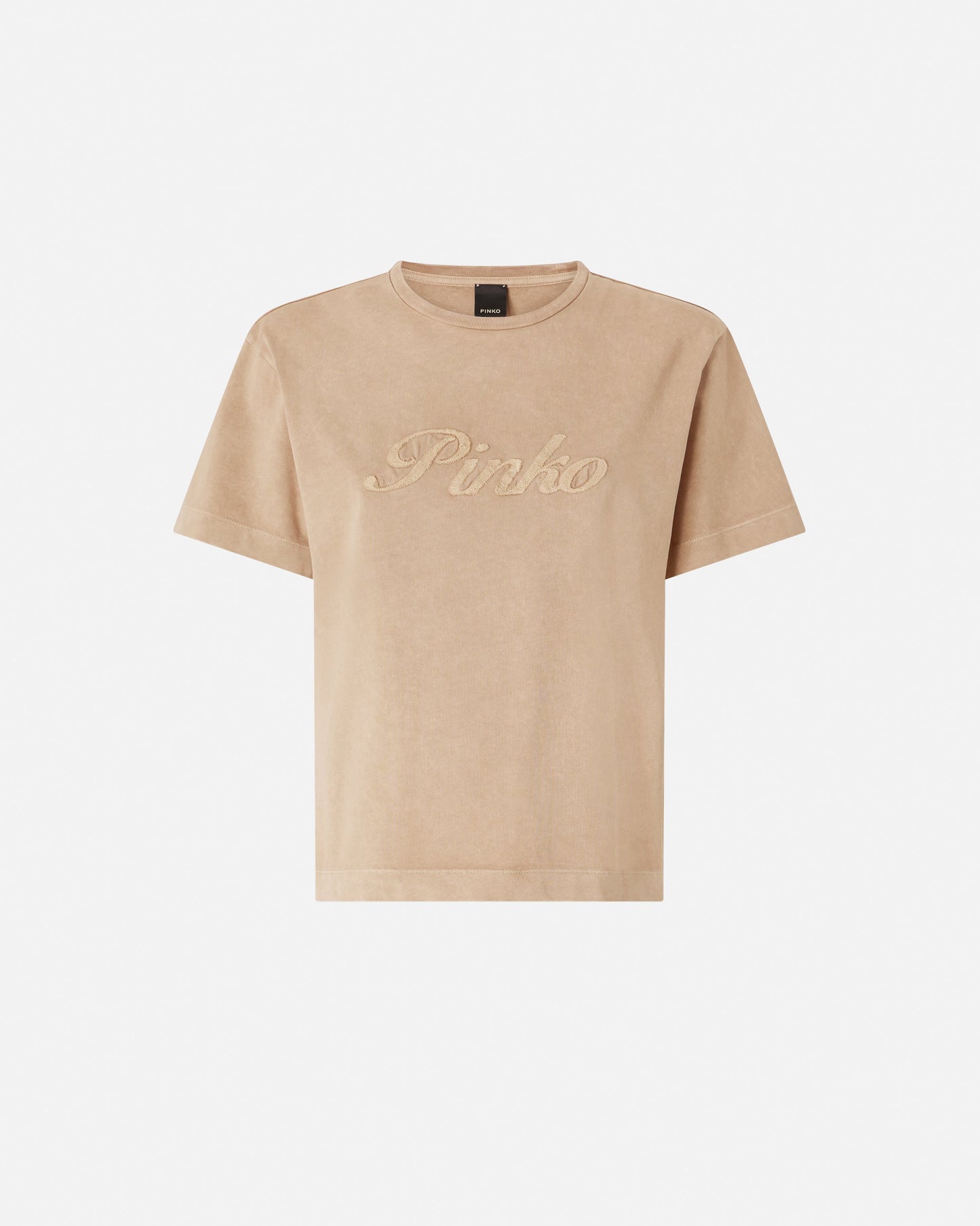 T-shirt with logo distressed embroidery
