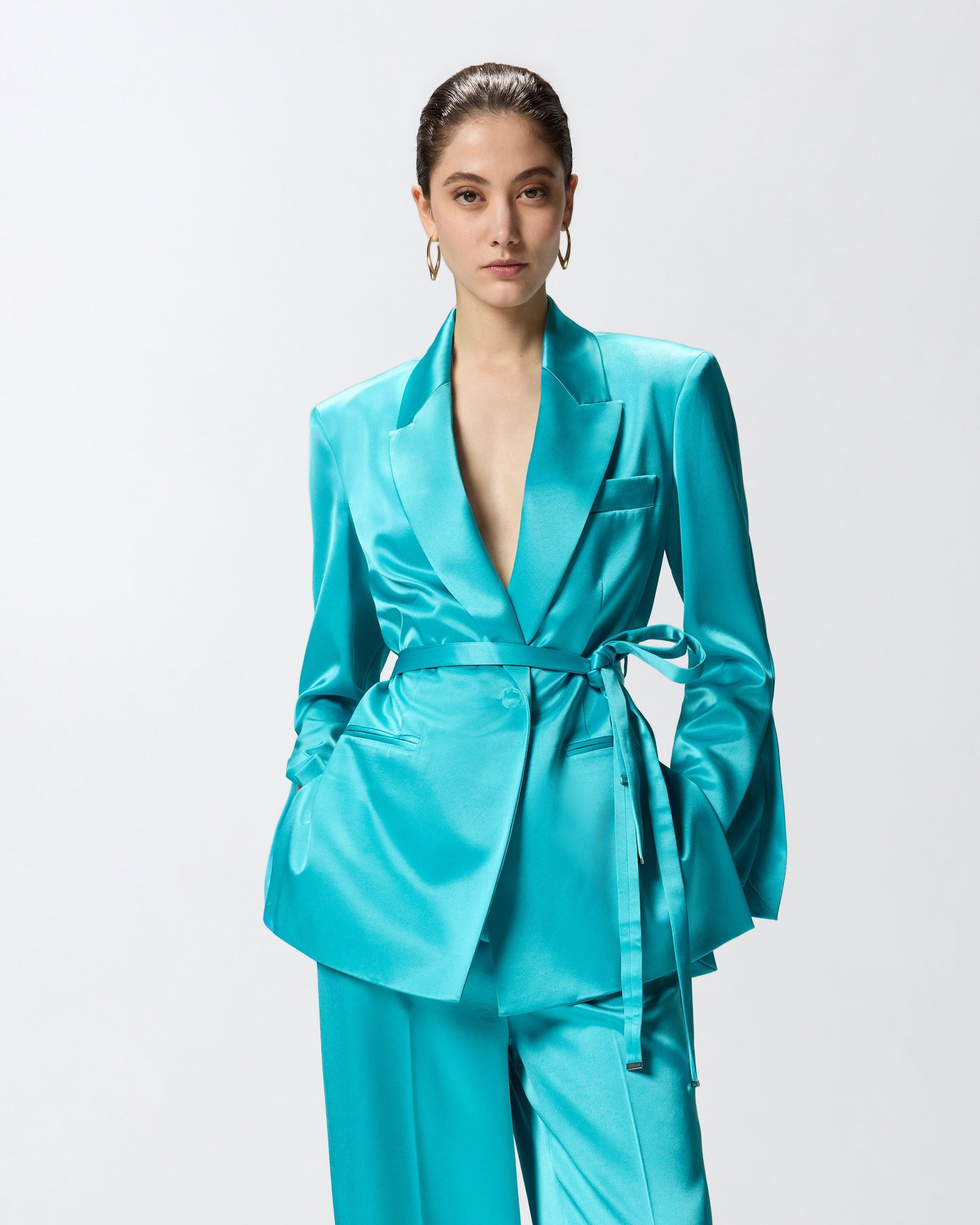 Satin jacket with belt