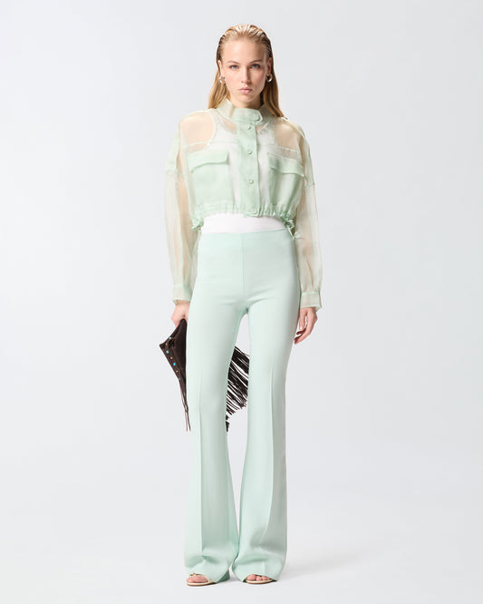 Cropped pea coat in pure silk organza