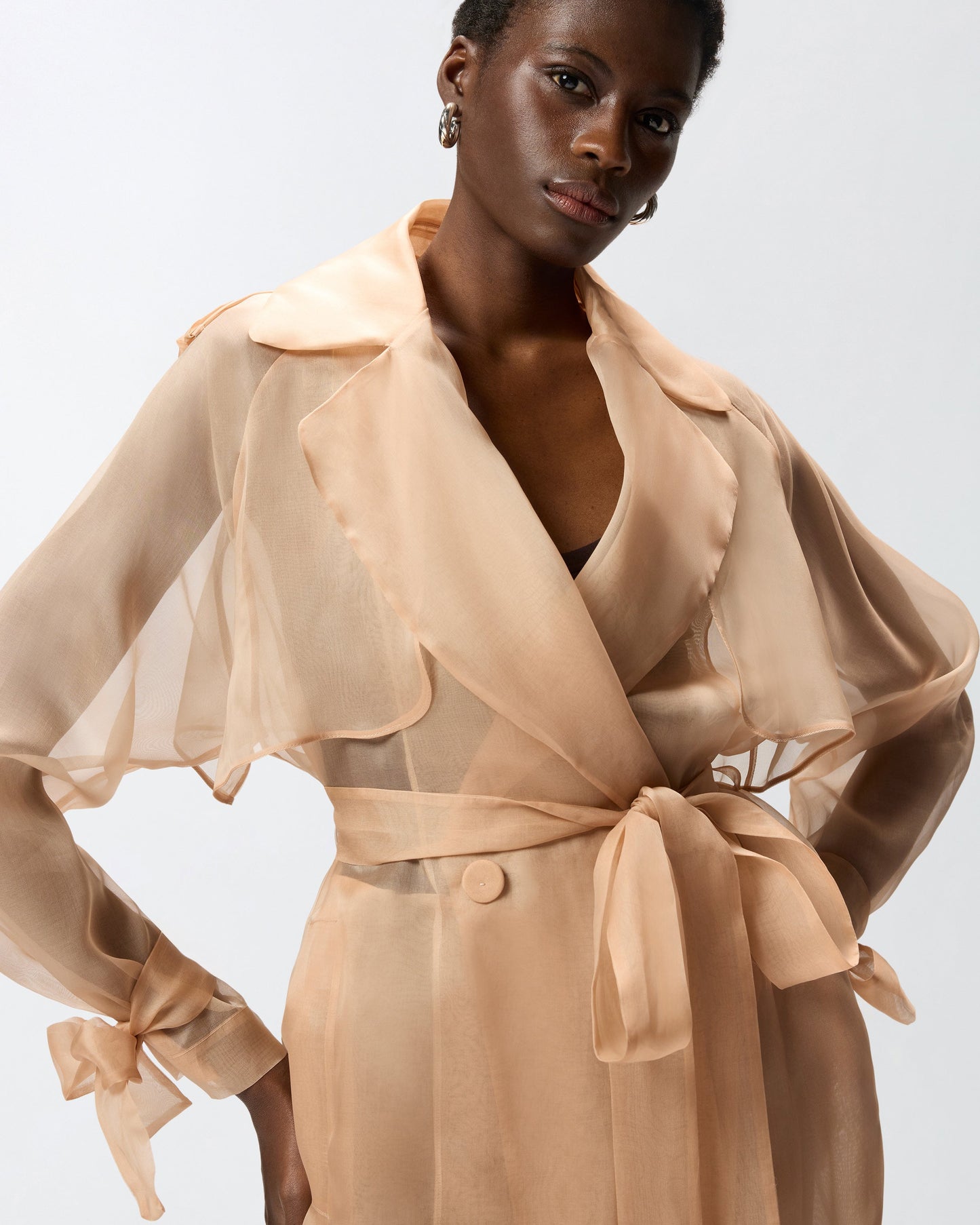 Silk organza trench coat