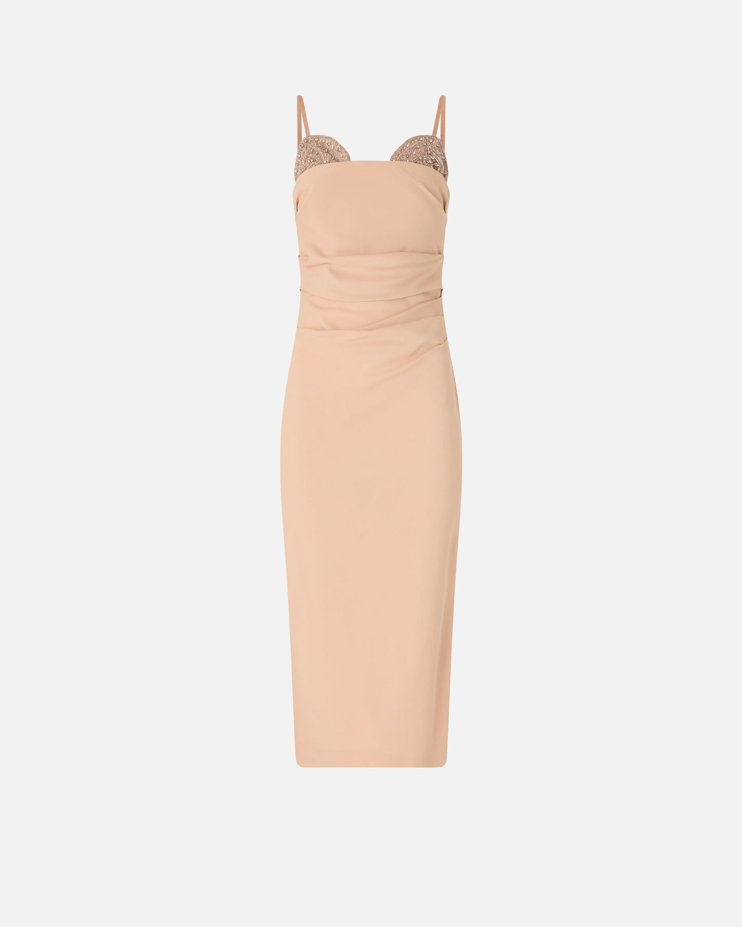 Slim-fit midi dress with jewel embroidery