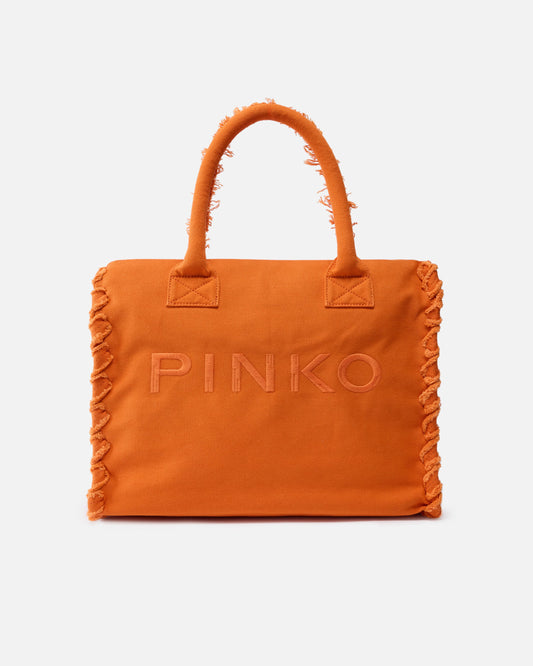 Medium Beach shopping tote in canvas with logo and fraying