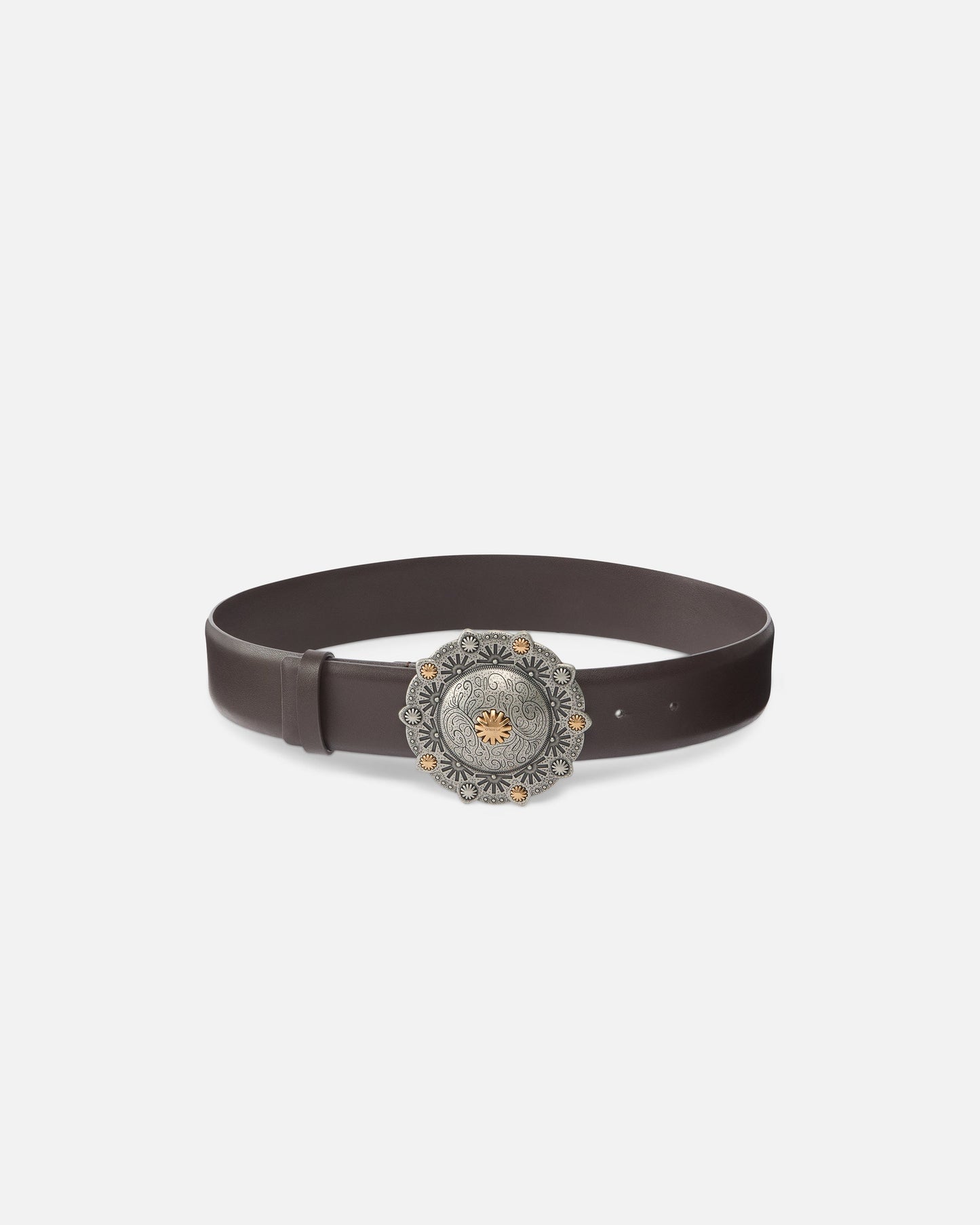 Leather belt with jewel medallion, 4cm