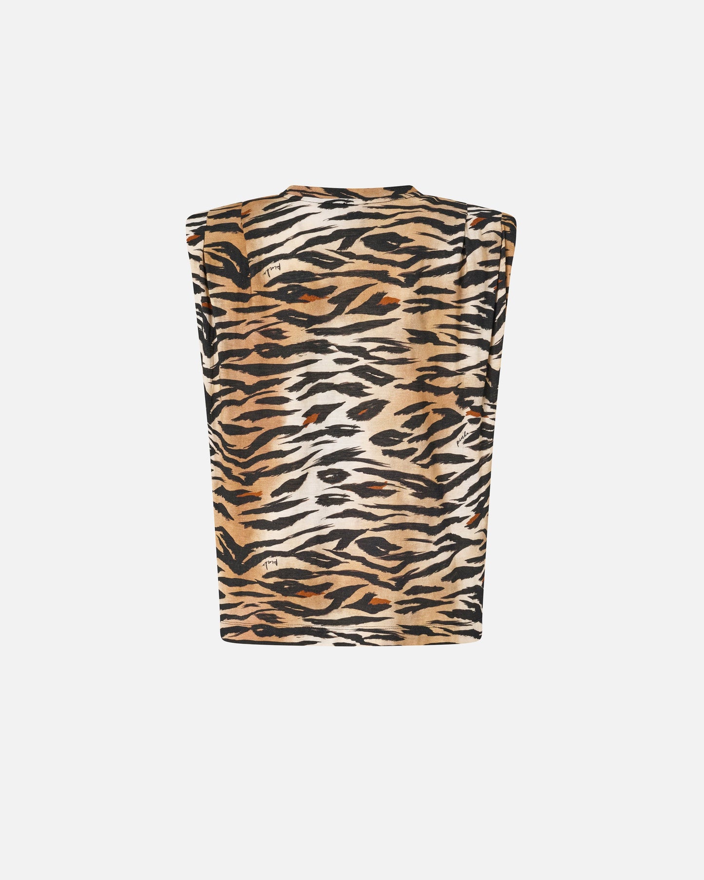 Sleeveless sweater with tiger print
