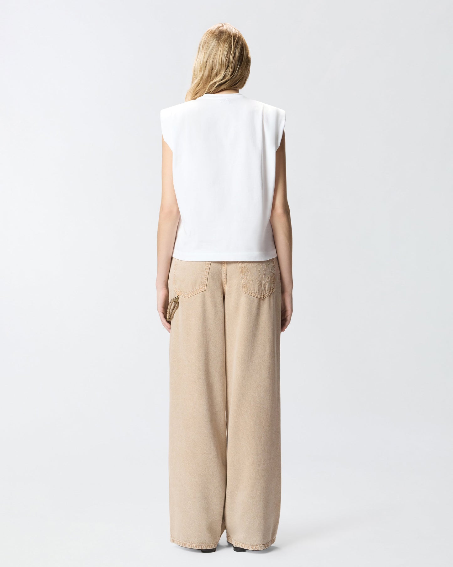 Sleeveless double jersey T-shirt