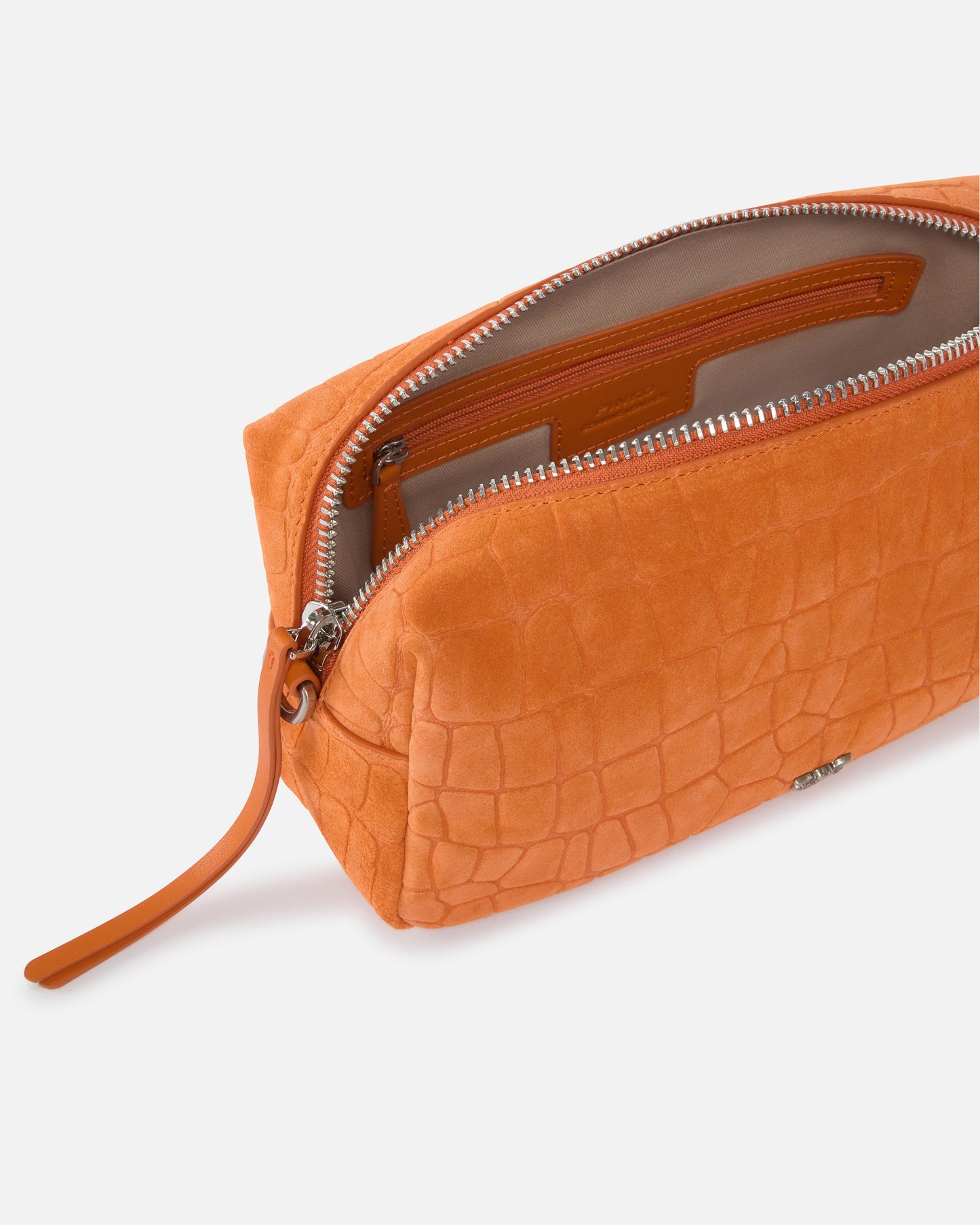 Medium crossbody bowler bag in crocodile-print leather