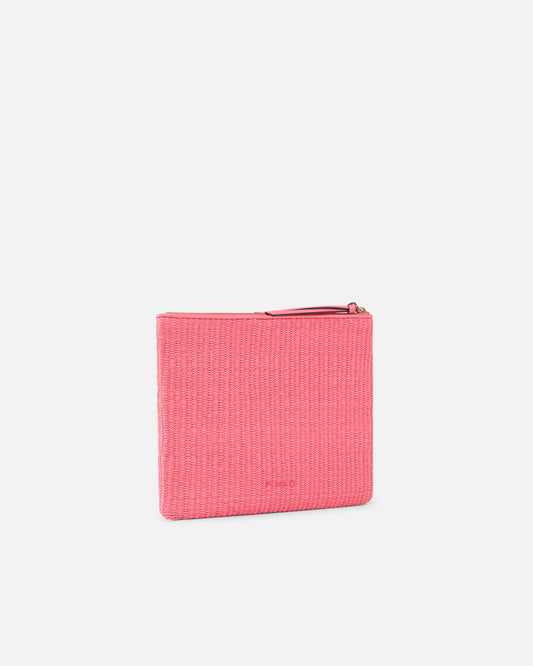 Raffia clutch with Love Birds logo
