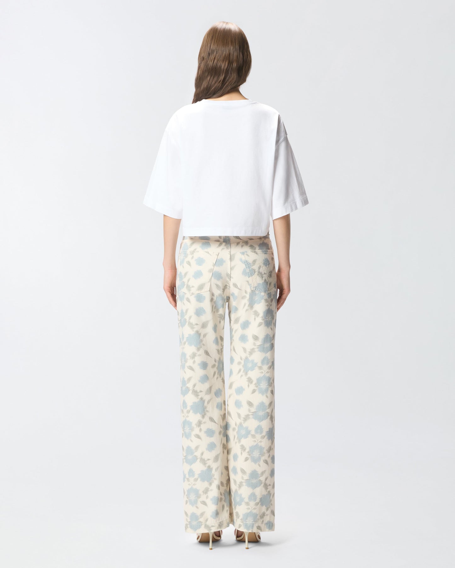 Cropped T-shirt with Love Birds embroidery