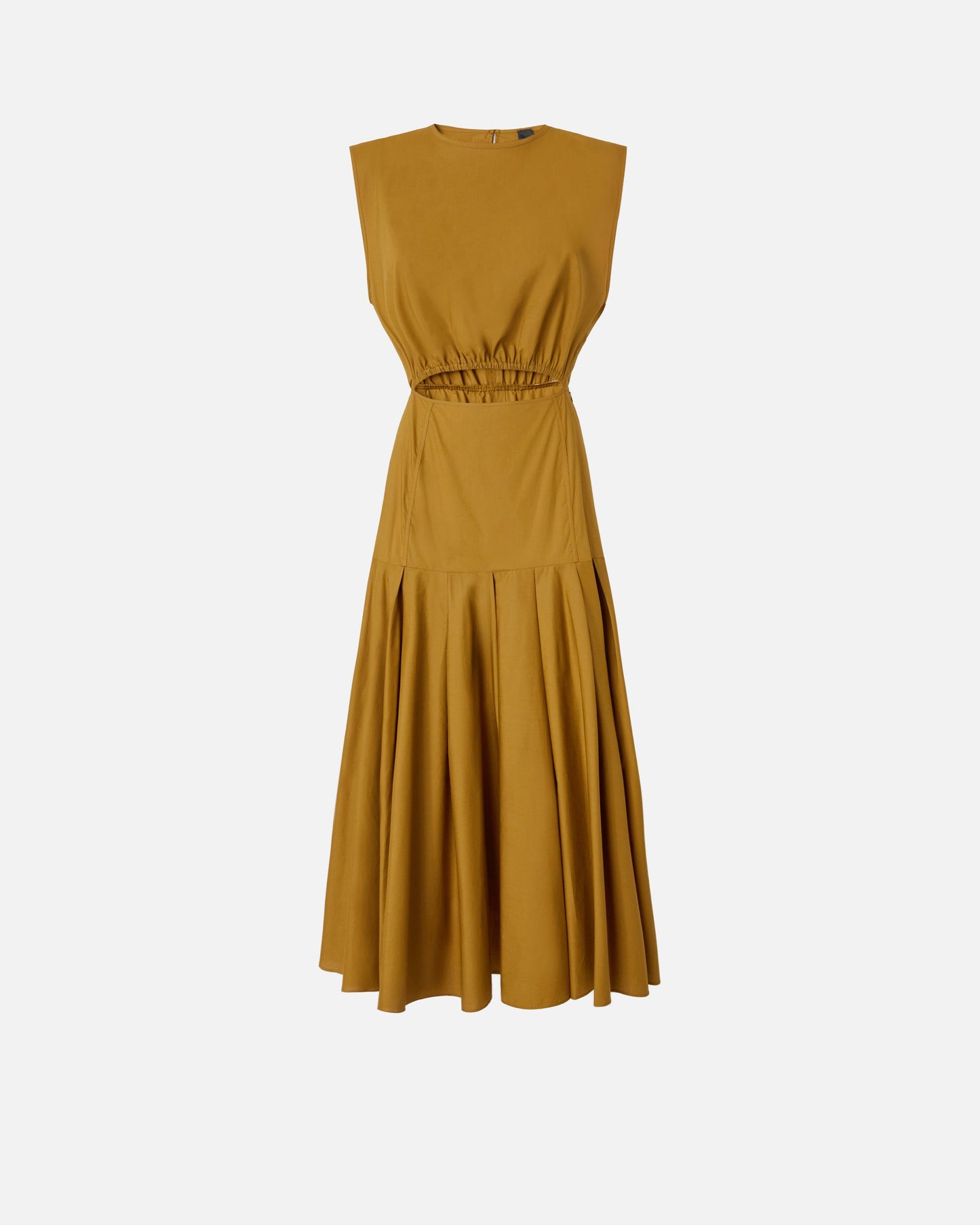 Sleeveless midi dress with pleats and cut-out