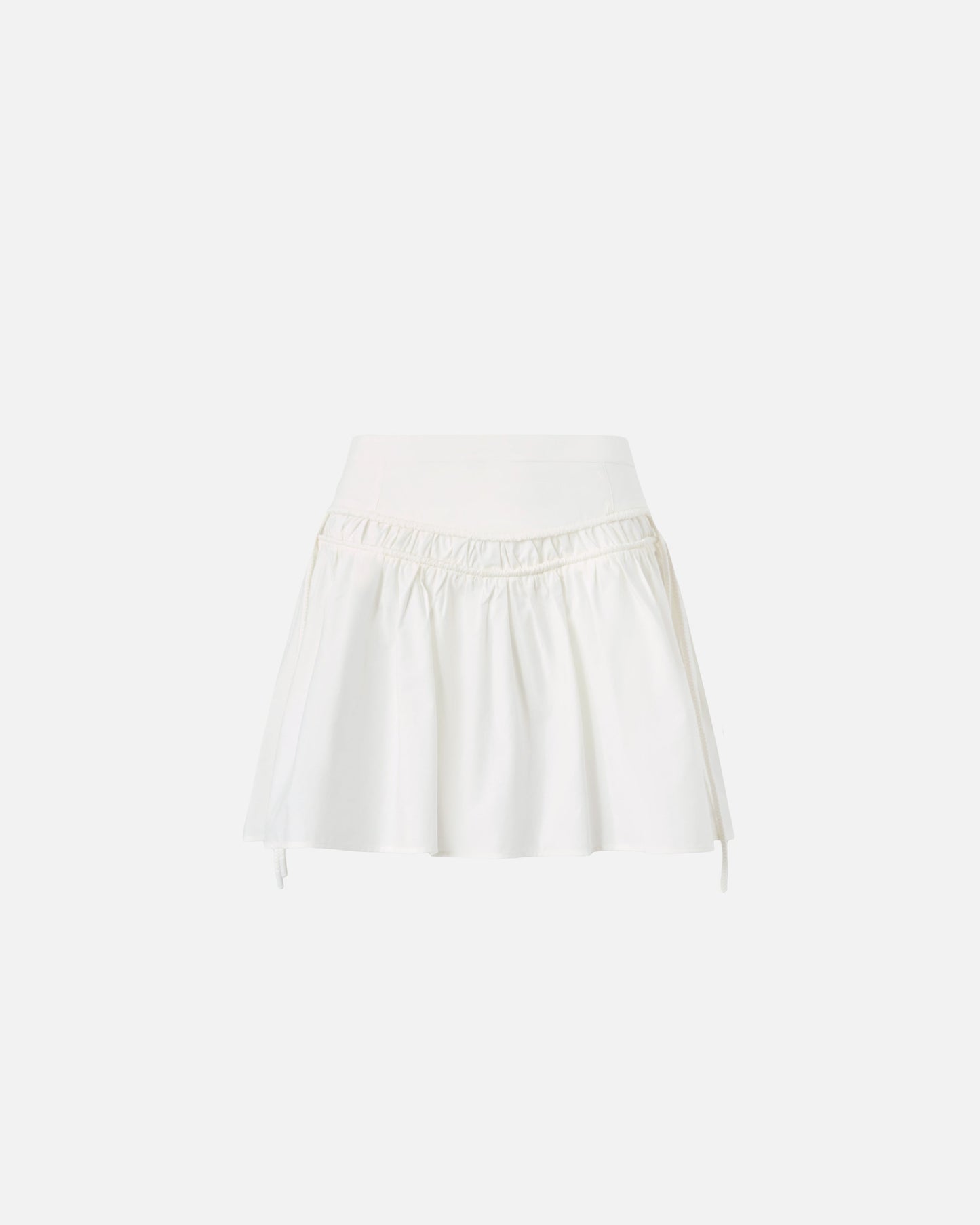 Short skirt with gathering and drawstring