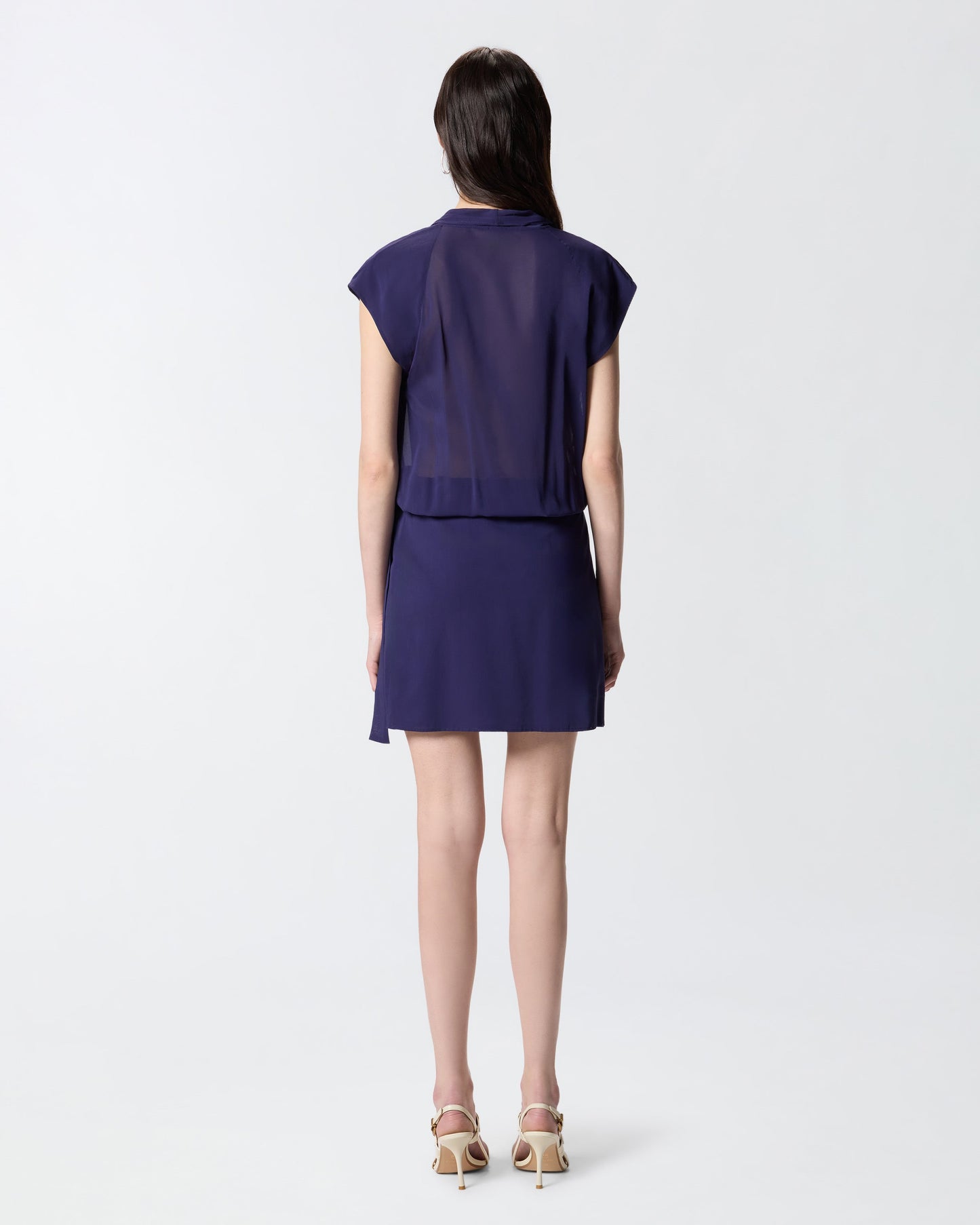 Short wrap dress with sheer details