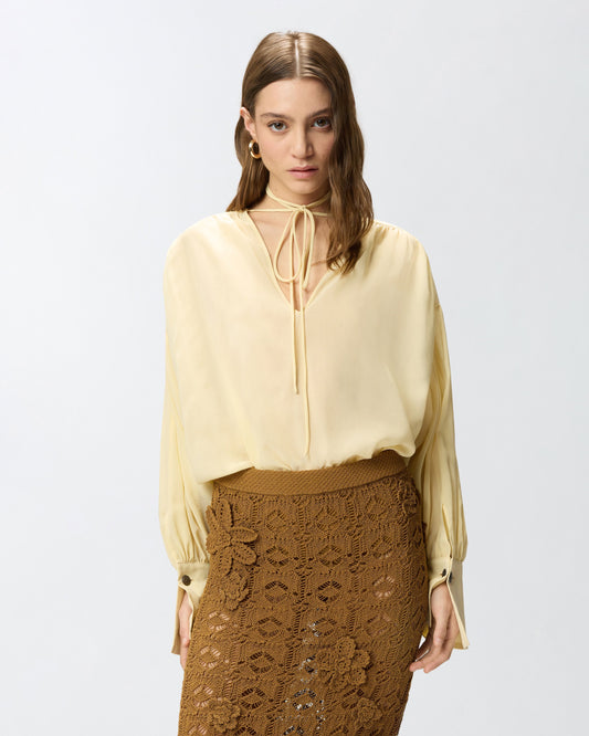 V-neck blouse with gathering