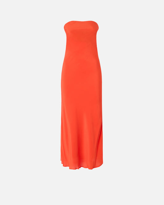 Long bandeau dress in viscose and silk crêpe de chine