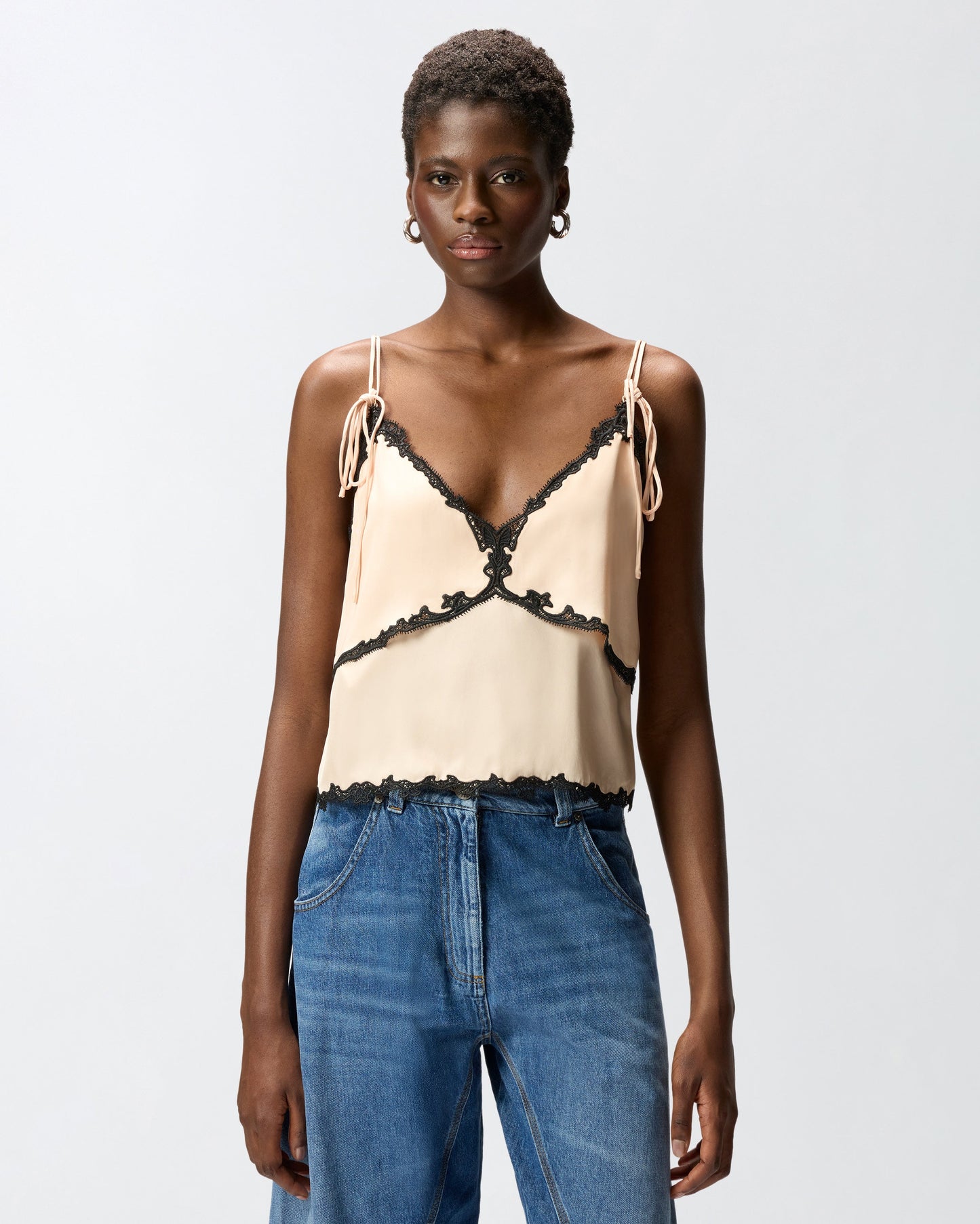 Top with lace inserts