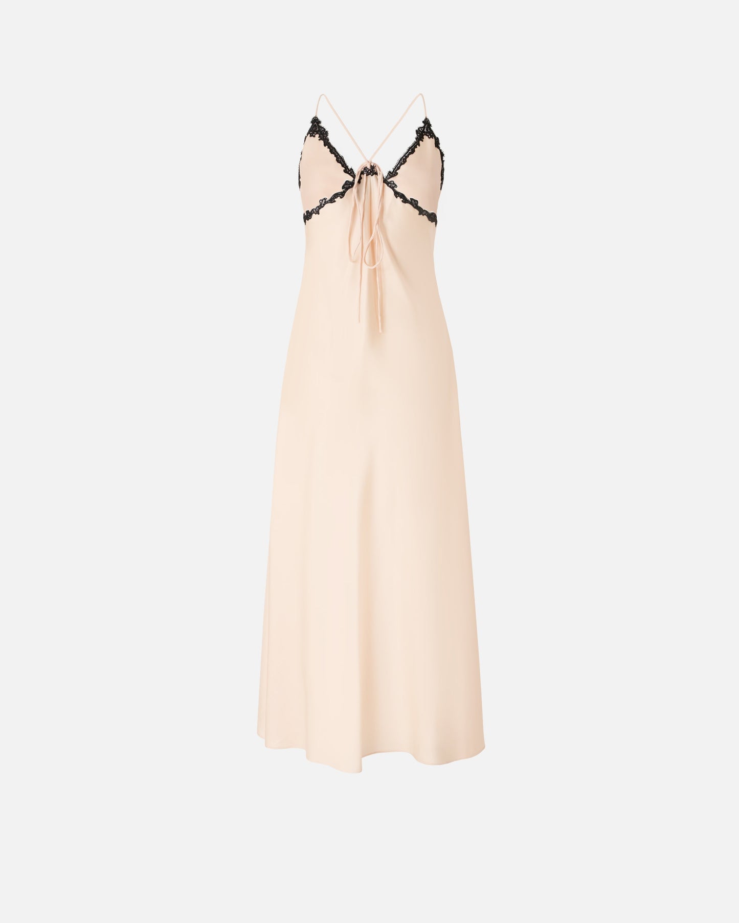 Long dress with lace inserts