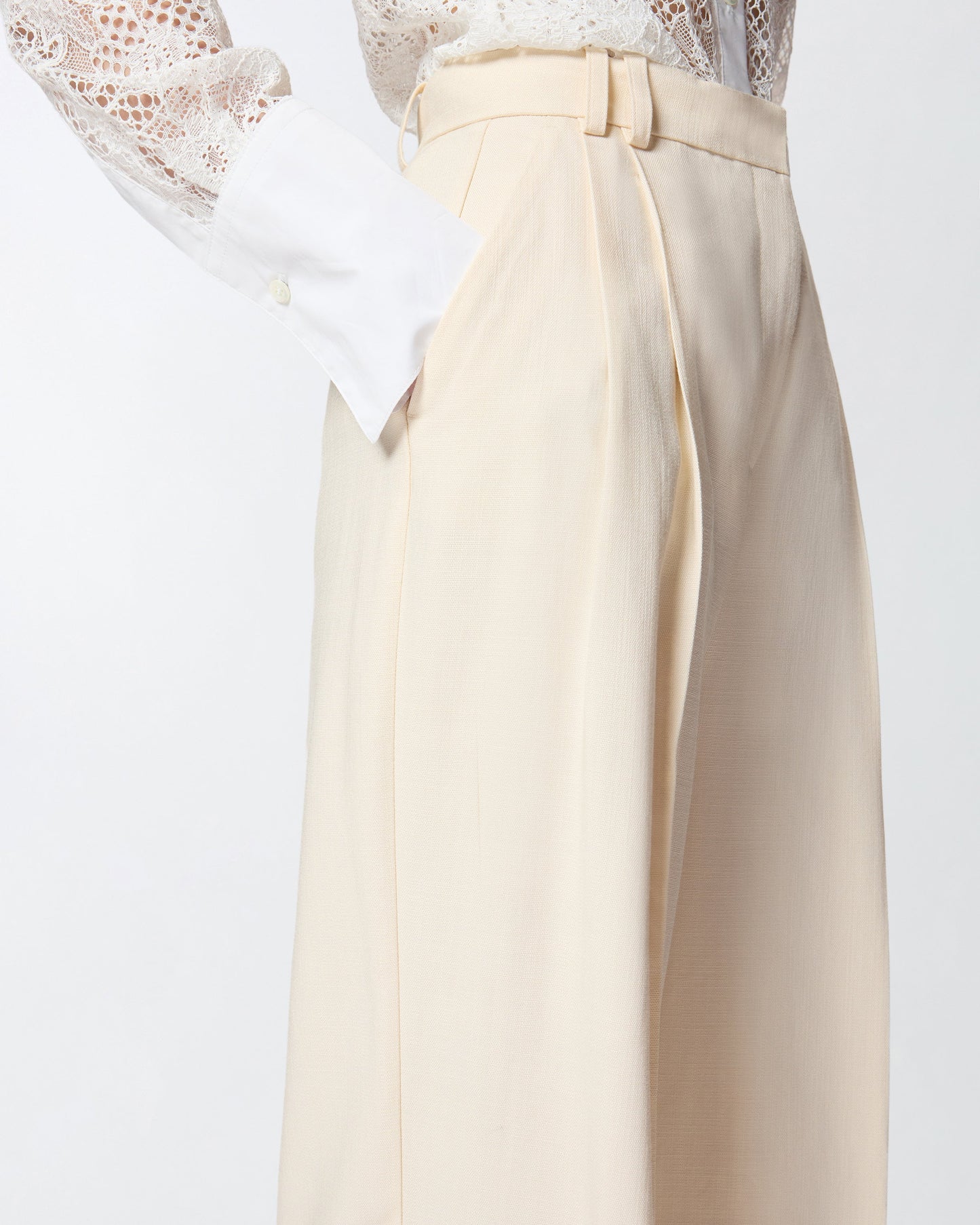 Straight-cut trousers with pressed pleat detail