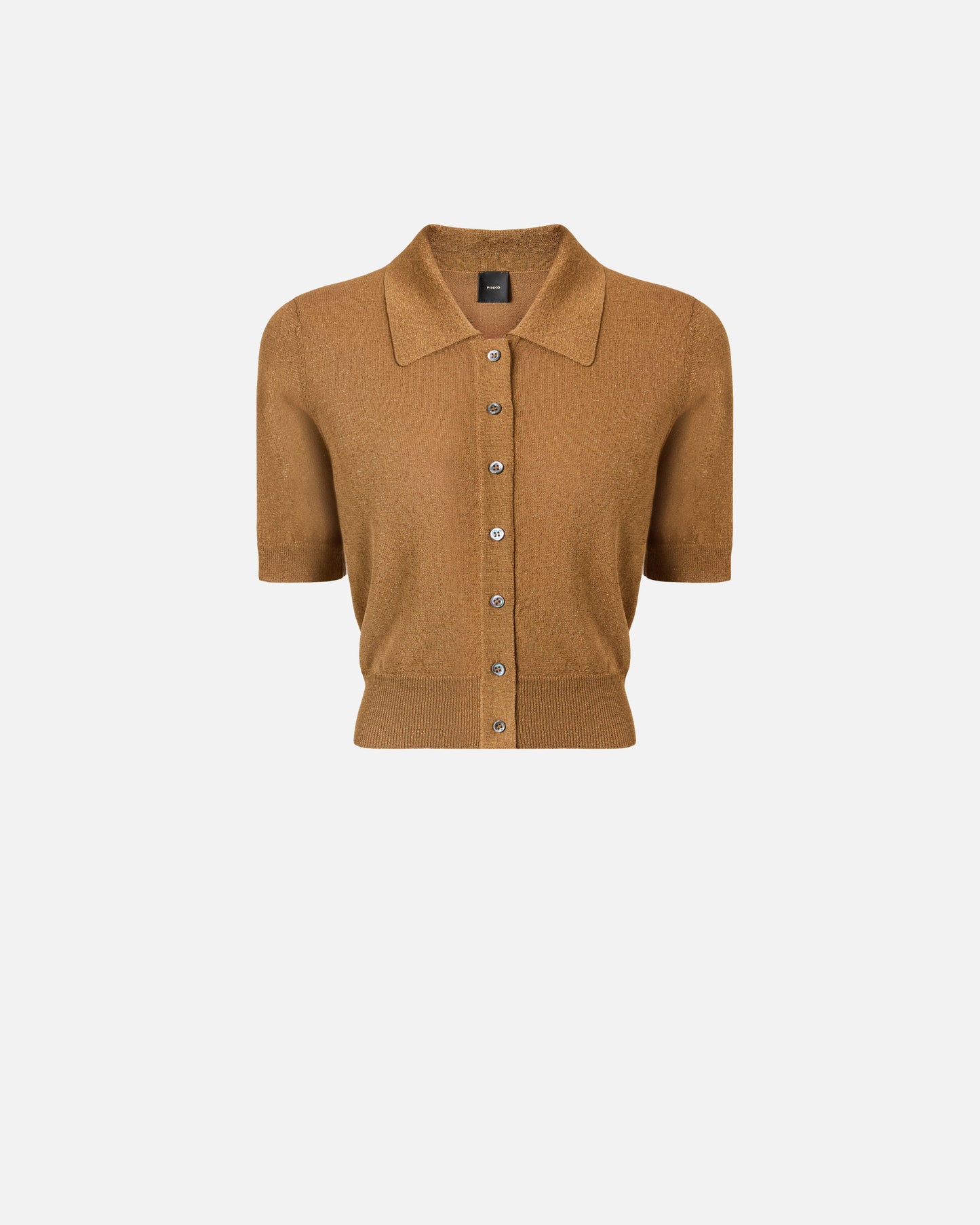 Cropped, short-sleeved cardigan with collar
