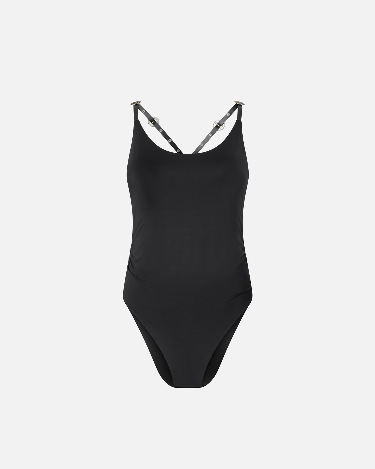 Bodysuit with crossed shoulder straps