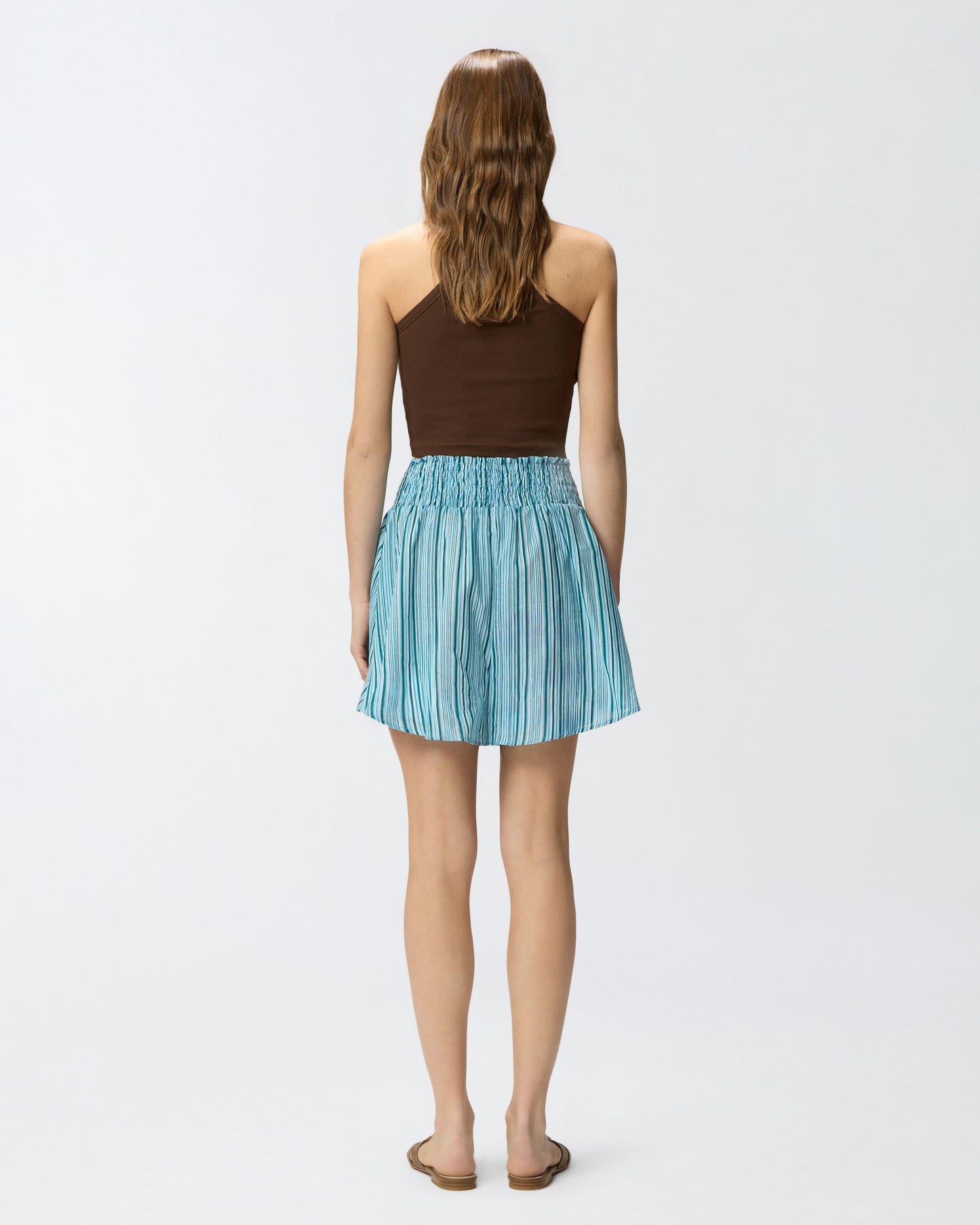 Striped cotton shorts with elasticated waist