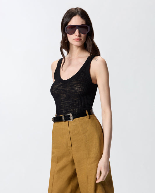 Ribbed vest top with logo