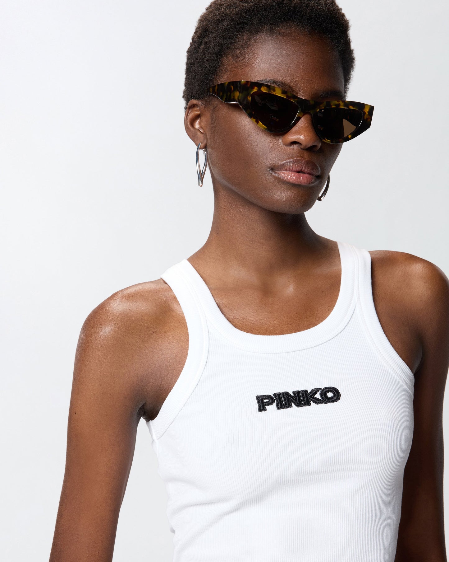 Ribbed vest top with logo 3D logo