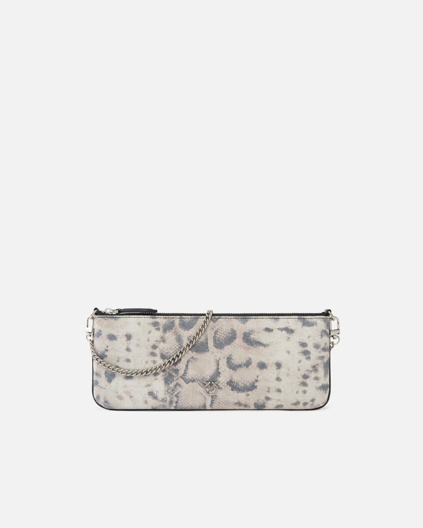 New Horizontal medium shoulder clutch in python-print suede