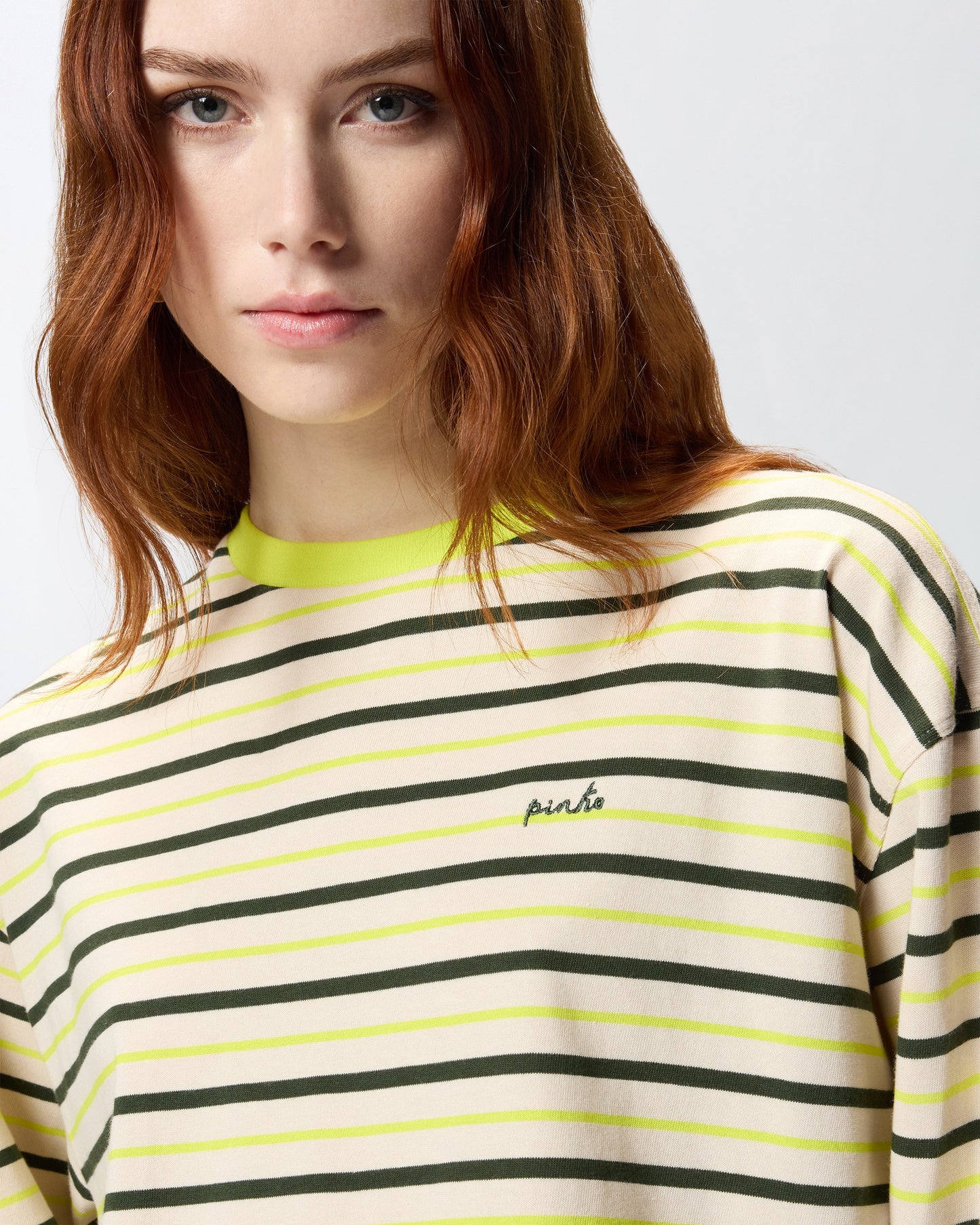 Striped top with logo embroidery