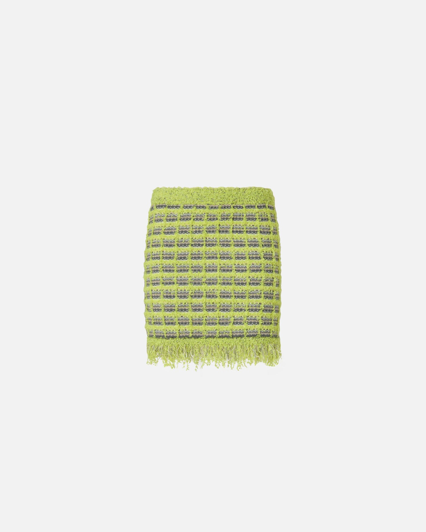 Mini skirt in basketweave and frayed knit