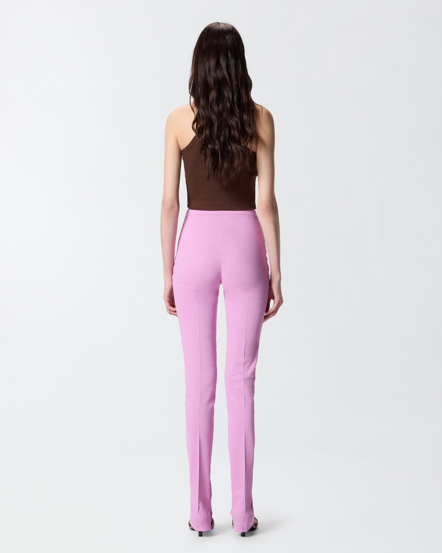 Linen-blend trousers with adjustable hem slit detail