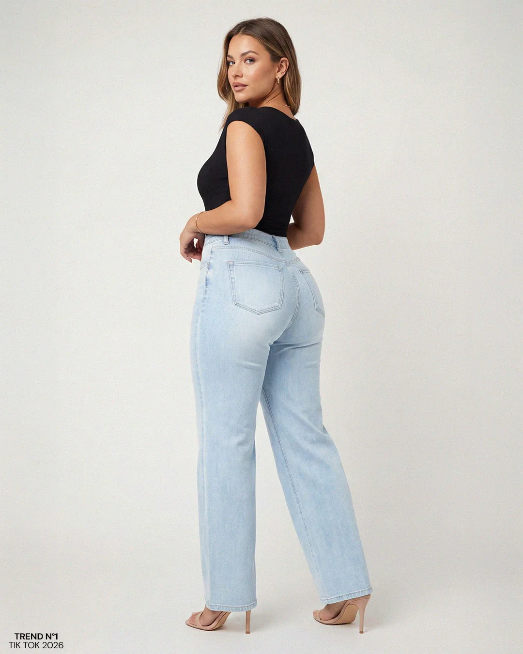 BBL Wide Leg Jeans mit mittlerer Leibhöhe