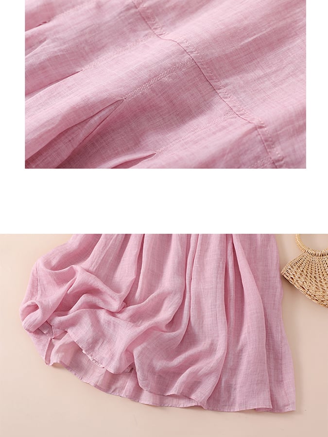 Ramie Festliches Weites Plisseekleid