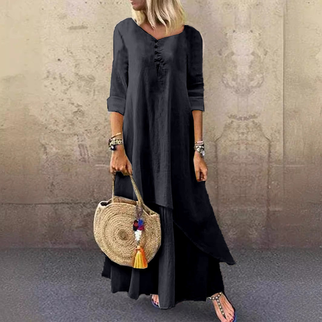 Lässiges Leinenkleid im Lagenlook