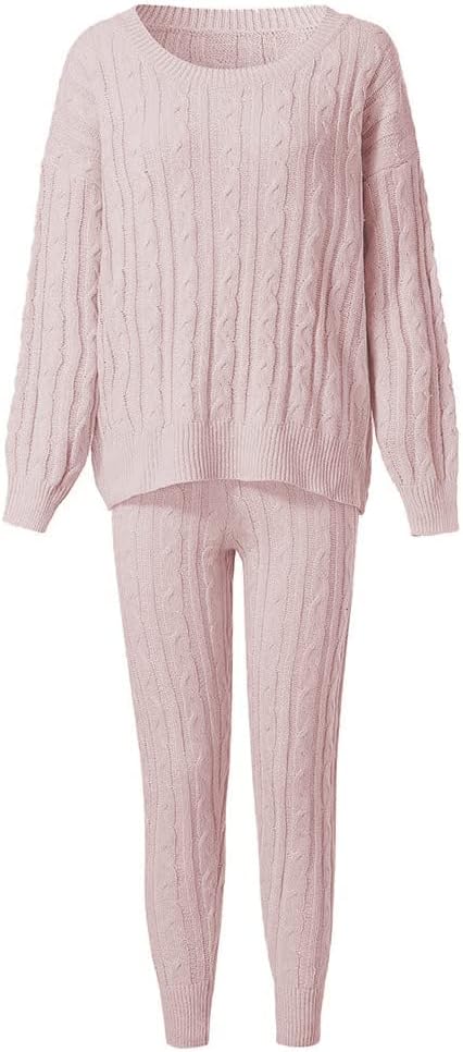 Damen Herbst Strick 2-teilige Outfits Pullover Shirt Top und Bodycon Hose Freizeit Jumpsuit Strampler Plus Size