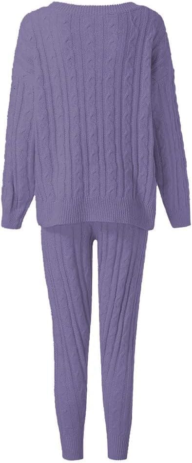 Damen Herbst Strick 2-teilige Outfits Pullover Shirt Top und Bodycon Hose Freizeit Jumpsuit Strampler Plus Size