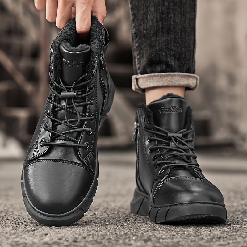 Men's Genuine Leather Boots | Casual & Versatile | Waterproof & Fleece-Lined