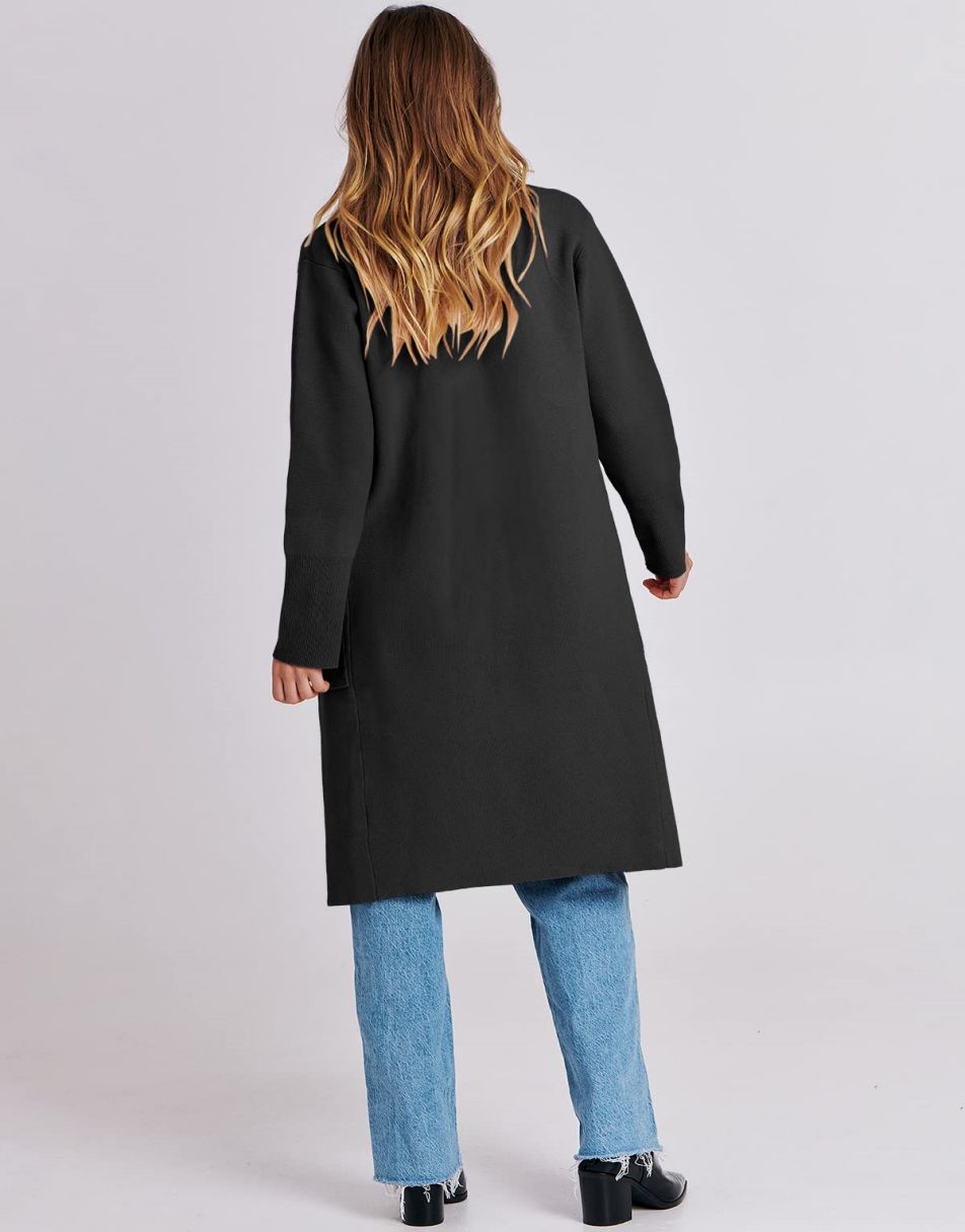 ANRABESS Cardigan für Damen Oversized Offener Pullover Mantel Langarm Revers Blazer Jacke Herbst Oberbekleidung Coatigan