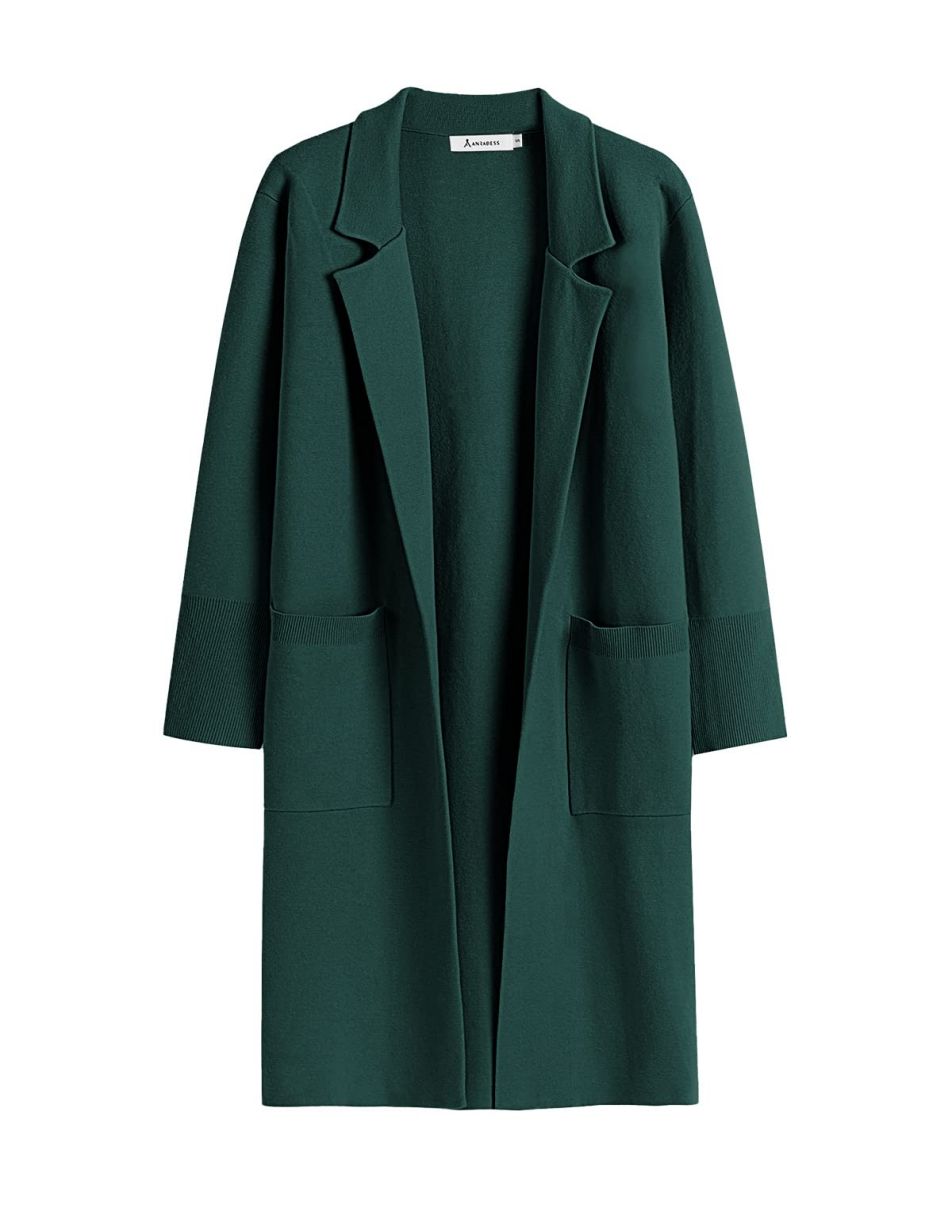 ANRABESS Cardigan für Damen Oversized Offener Pullover Mantel Langarm Revers Blazer Jacke Herbst Oberbekleidung Coatigan