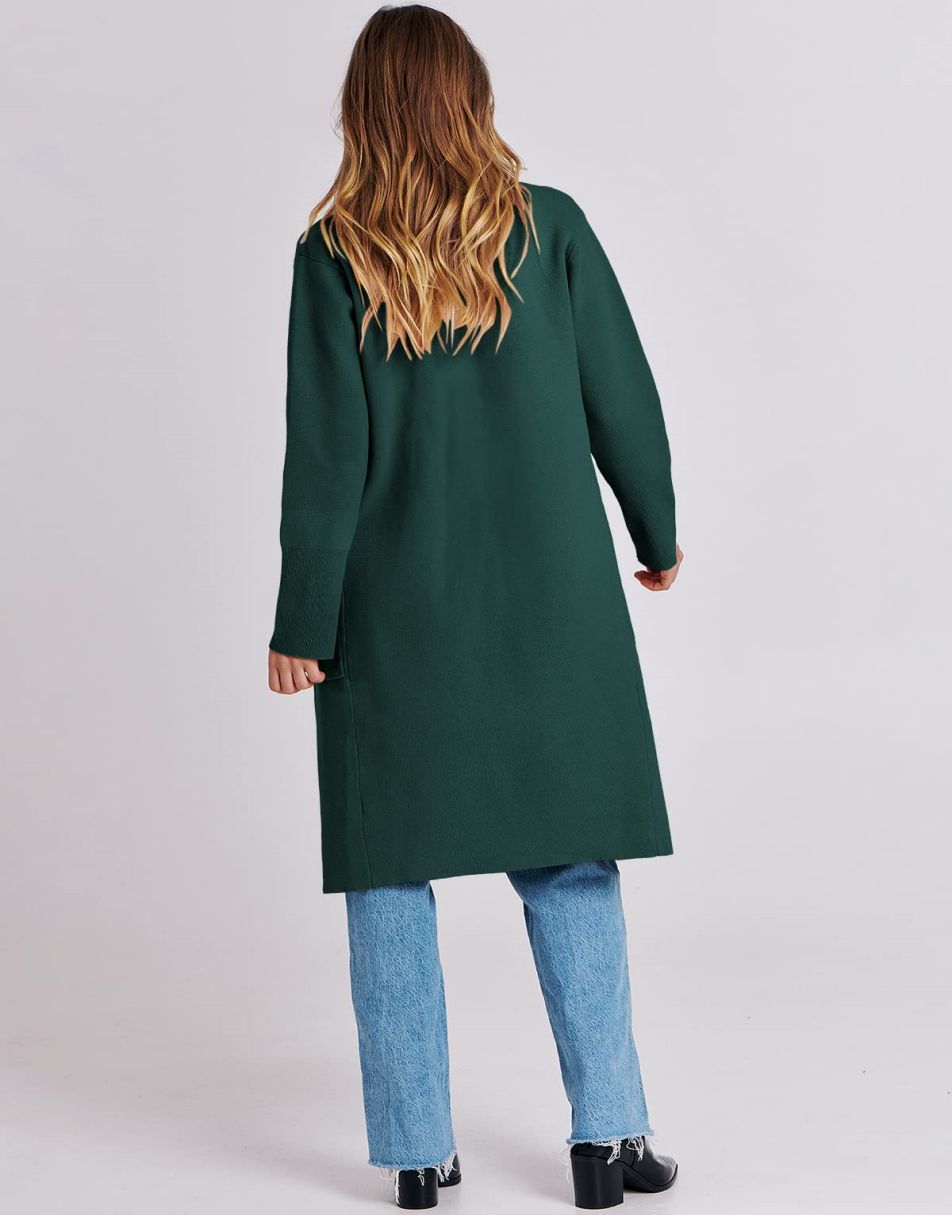 ANRABESS Cardigan für Damen Oversized Offener Pullover Mantel Langarm Revers Blazer Jacke Herbst Oberbekleidung Coatigan