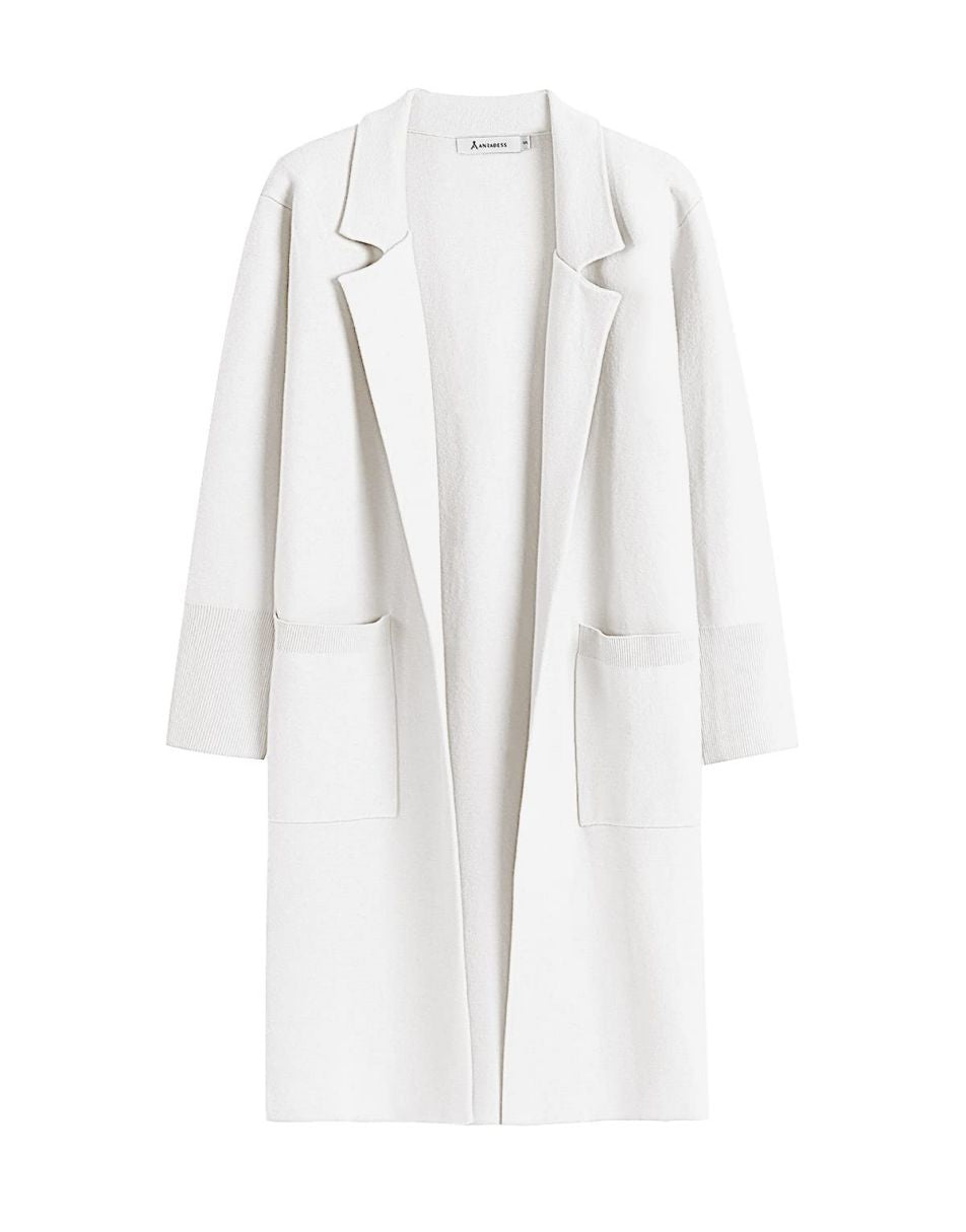 ANRABESS Cardigan für Damen Oversized Offener Pullover Mantel Langarm Revers Blazer Jacke Herbst Oberbekleidung Coatigan